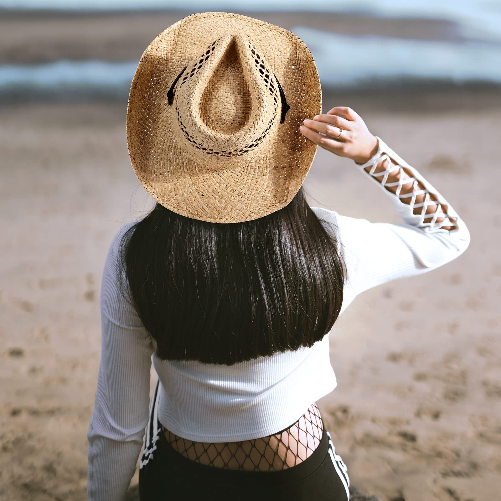 Stylish Brown Straw Cowboy Hat for Men & Women - Western Cowgirl Hat with Exquisite Decorative Band | Perfect for Ranchers, Outdoor Adventures & Country Music Festivals