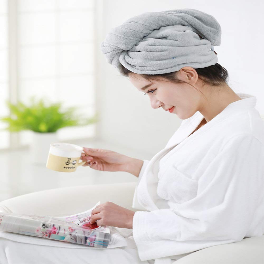 4 Pack Microfiber Hair Towel Wrap - Ultra Soft & Quick Drying Hair Turban for Women, Adults & Kids - Perfect for Shower, Spa, Swimming & Post-Workout Hair Care