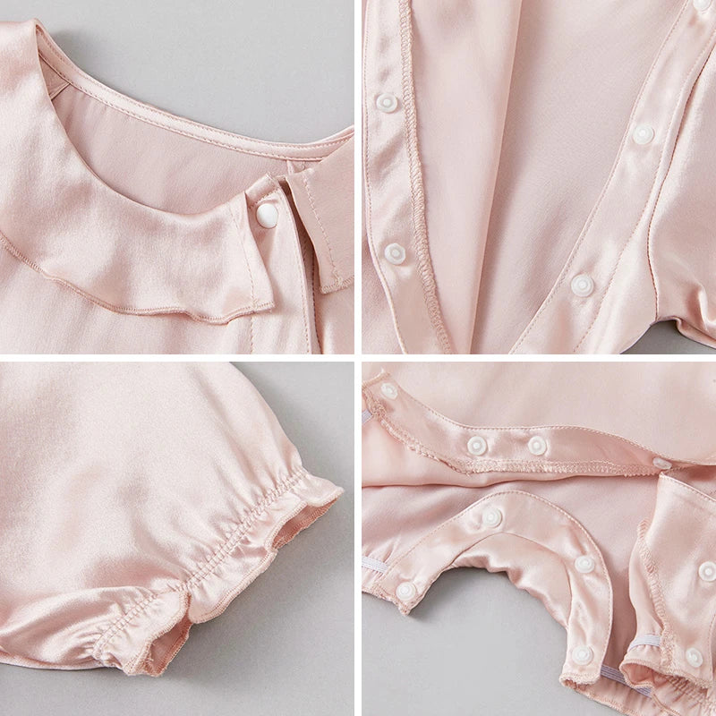 Baby Silk Onesies with Doll Collar - Soft & Comfortable Newborn Bodysuits for Girls & Boys - Perfect for Photos, Parties & Everyday Wear