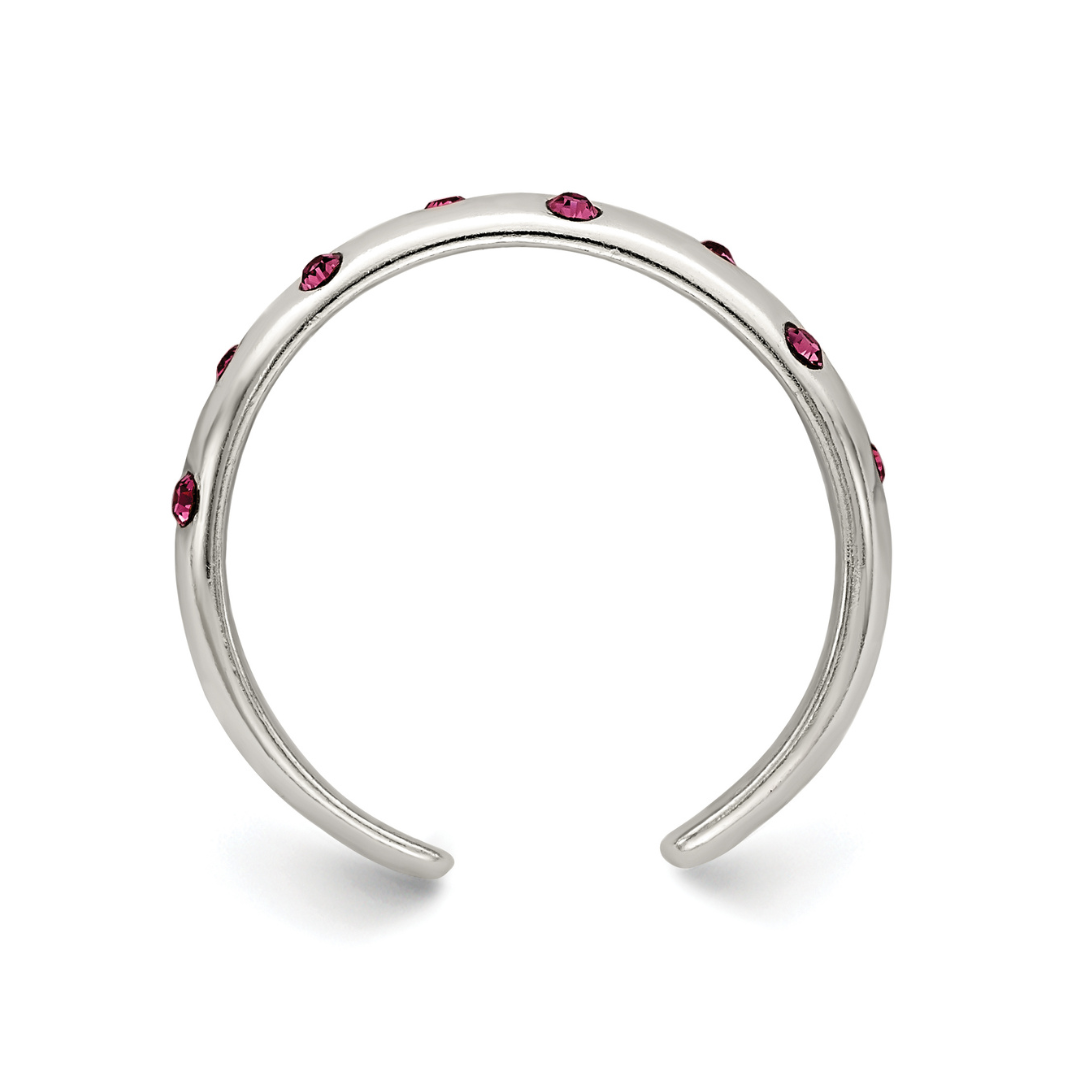 Elegant Pink Cubic Zirconia Toe Ring - Dainty Foot Jewelry for Beach, Pool & Summer Outfits | Comfortable Adjustable Design