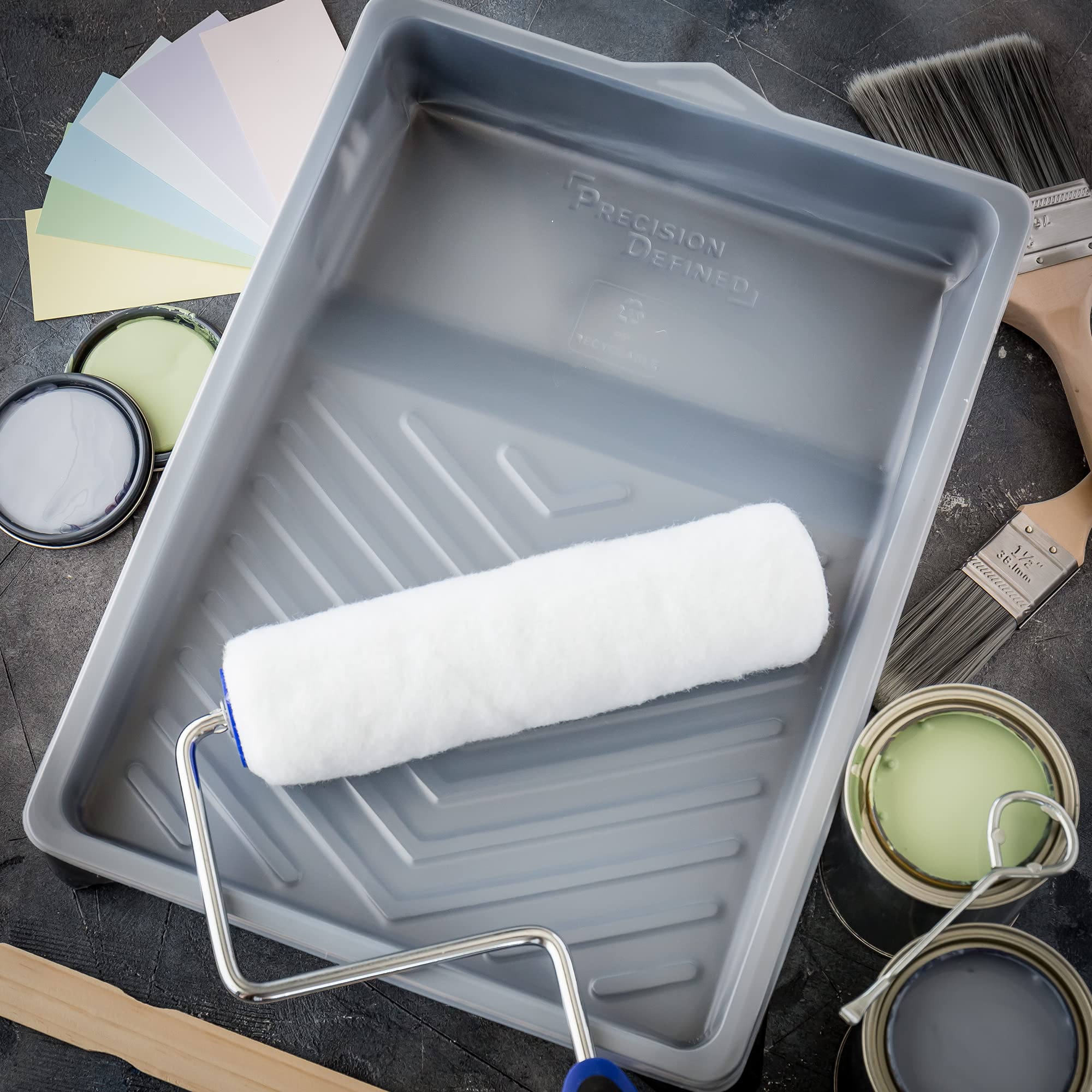 12-Pack Heavy Duty Disposable Paint Tray Liners with 9-Inch Paint Roller - Deep Paint Pockets for Smooth Painting - Perfect for Walls, Ceilings & DIY Home Projects