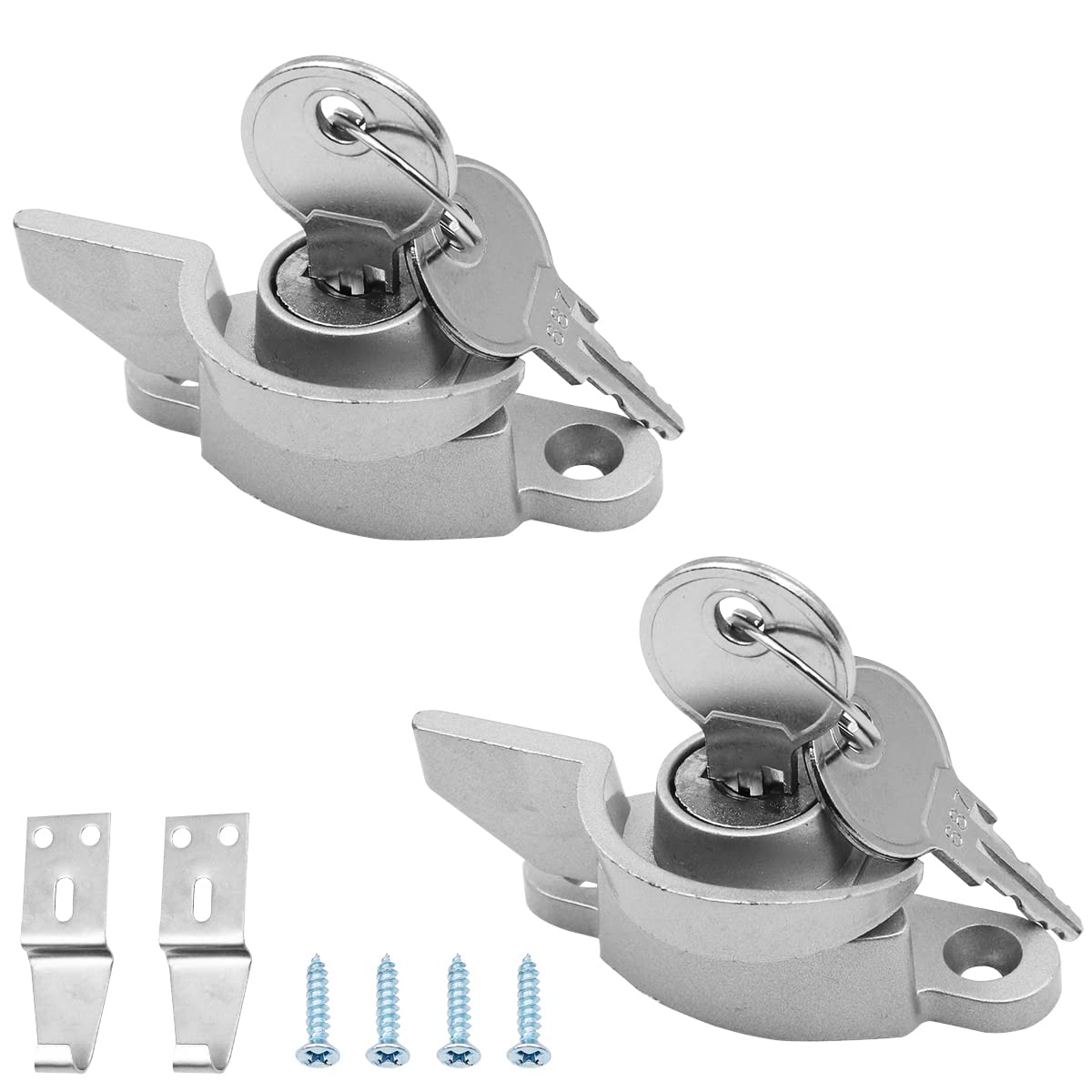 ZONADAH 2 Pack Zinc Alloy Cabinet Door Handles with Keyed Security Lock - Silver Kitchen Cabinet Pulls for Windows & Doors (Perfect for Childproofing & Home Security)