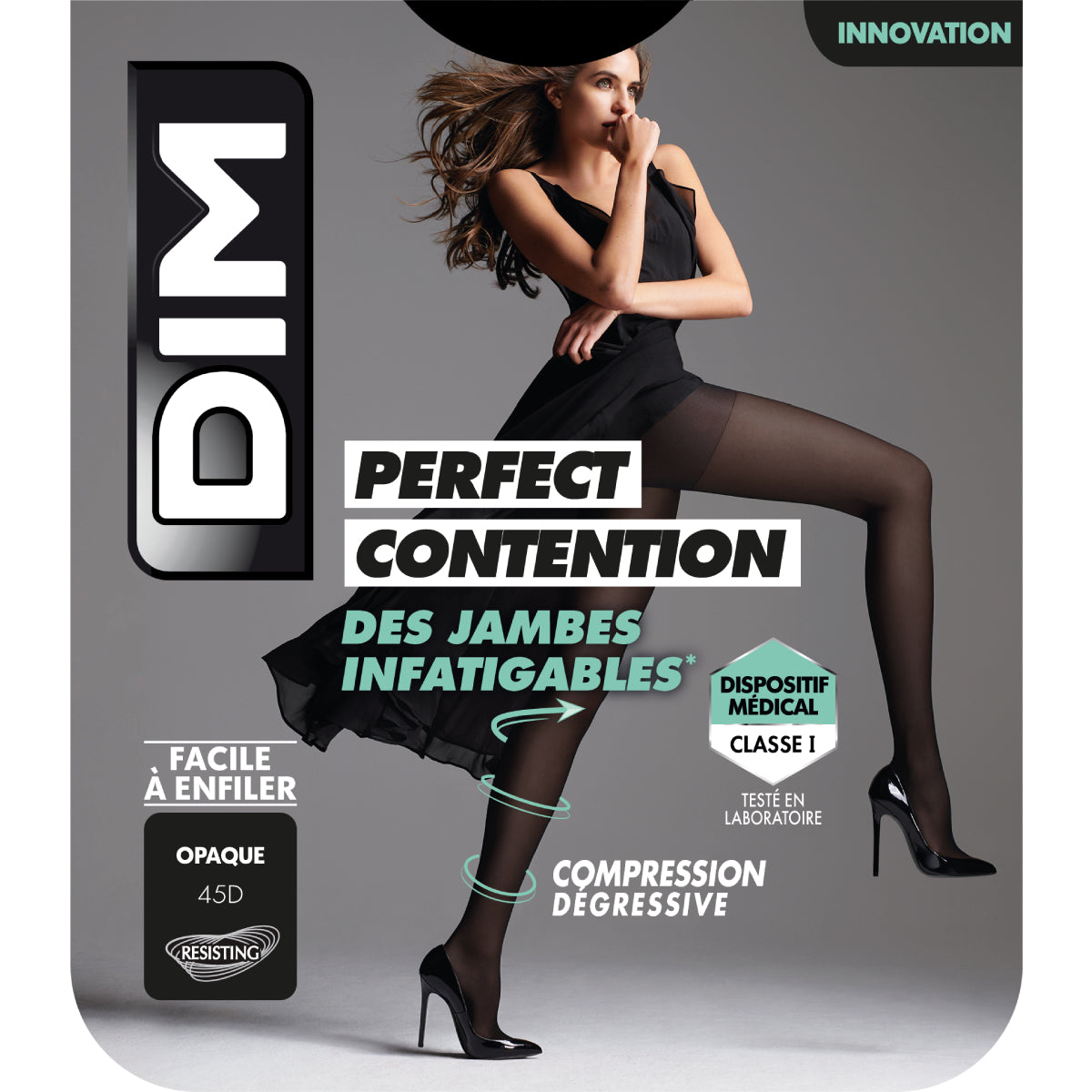 DIM Women's Opaque Black Tights 45D Perfect Contention - Comfortable & Shaping Legwear for Work, Winter & Everyday Wear