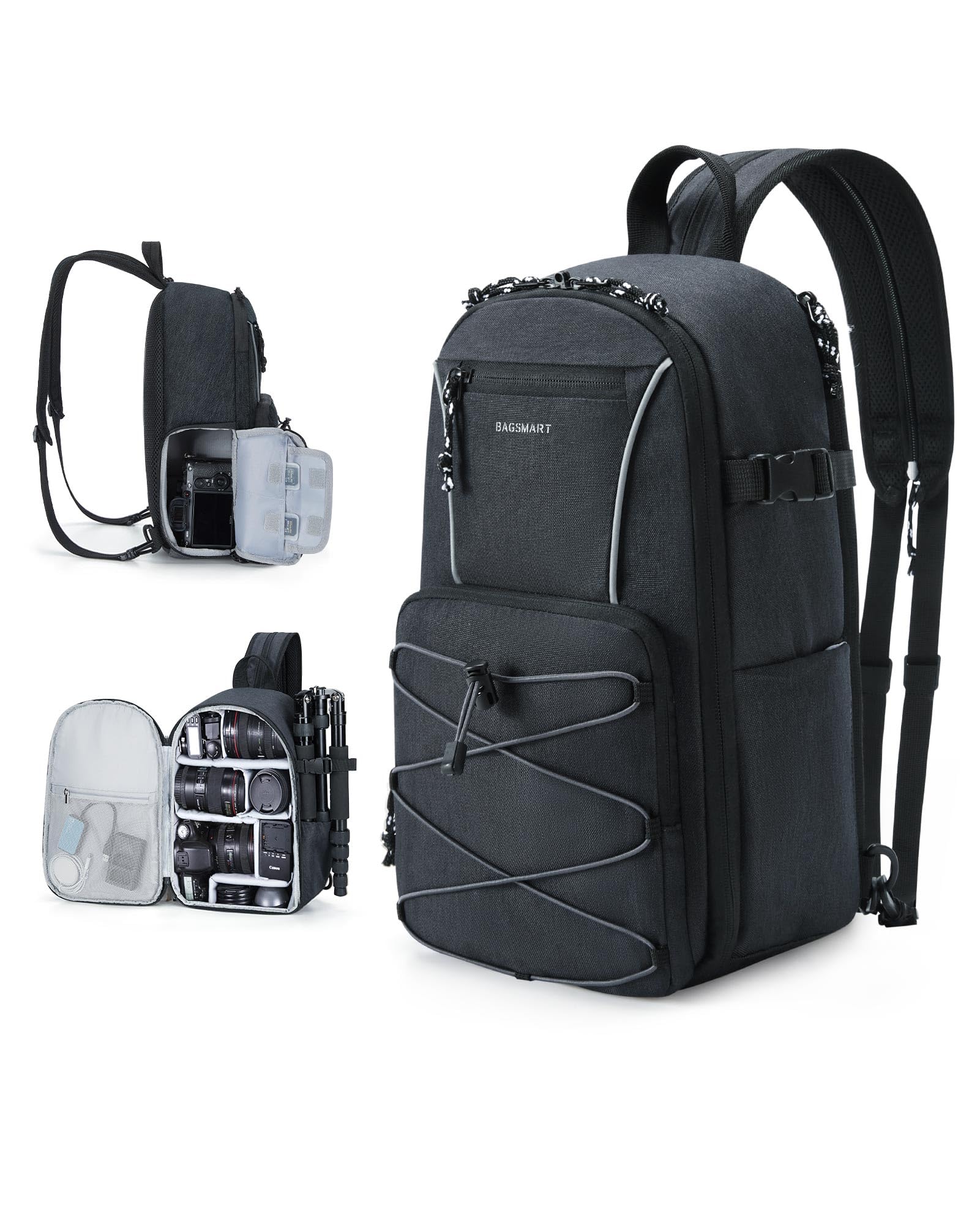 BAGSMART Compact Camera Sling Bag - Waterproof DSLR/SLR Shoulder Bag for Photographers with Tripod Holder & 11