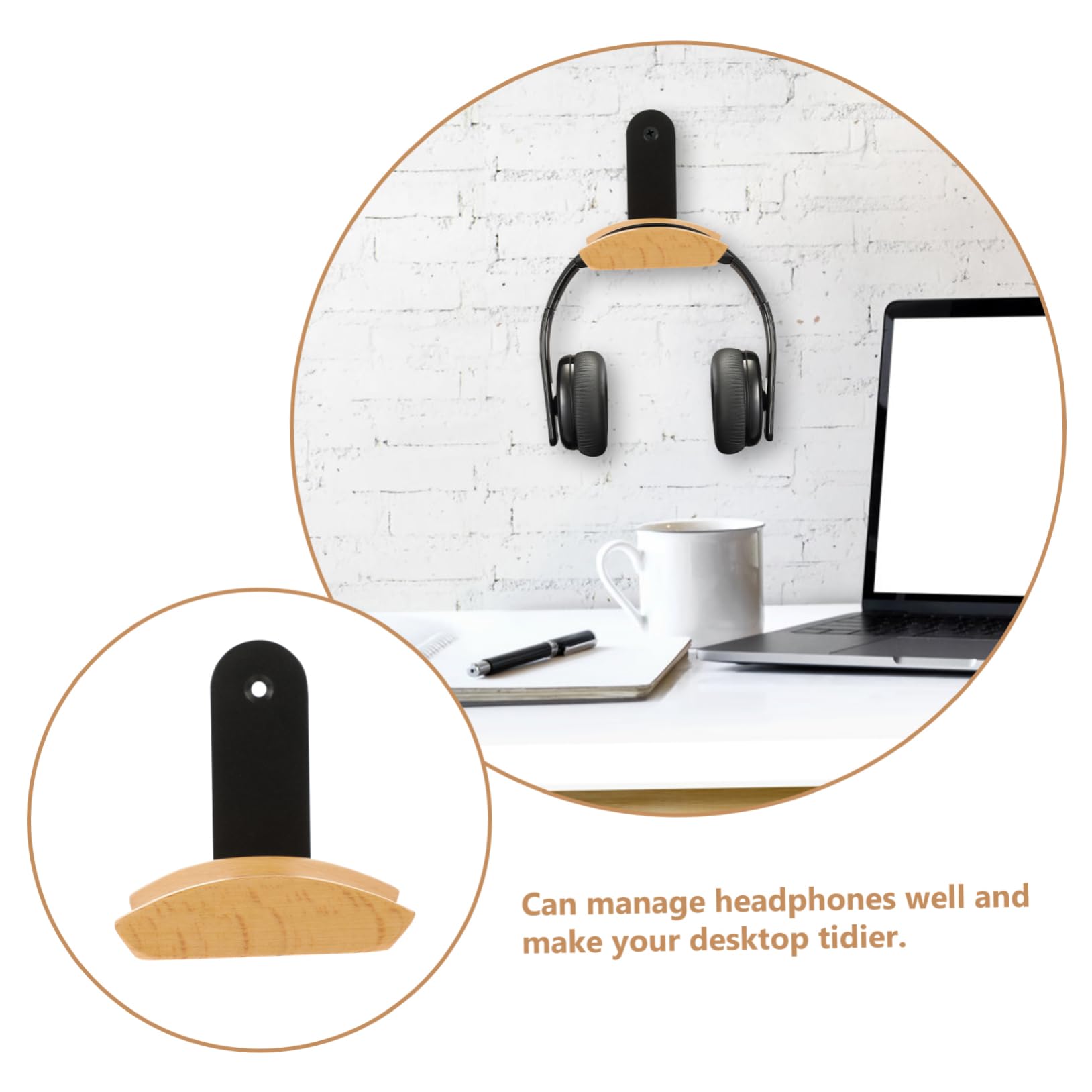 Veemoon Wooden Headphone Stand with Hanger - Premium Wood Headset Holder for Desk, Gaming Setup & Office Organization