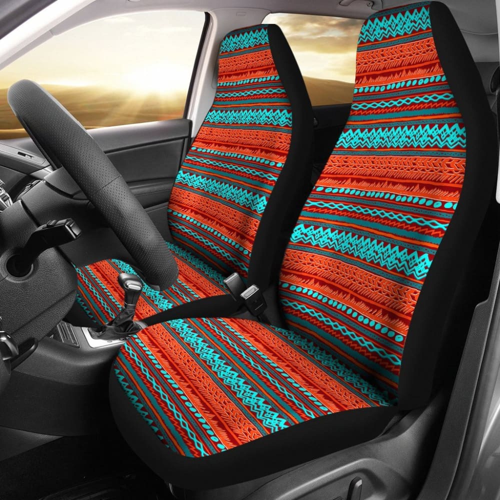 Premium Aztec Orange and Teal Car Seat Covers - Universal Fit for Cars, Trucks & SUVs - Stylish Protection for Seats | Perfect for Road Trips, Daily Commutes & Outdoor Adventures