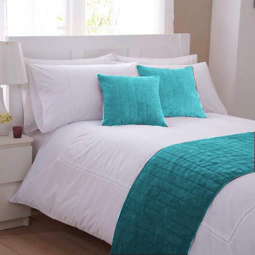 Quilted SUEDE COLLECTION Bed Runner & 2 Pillow Covers 18x18