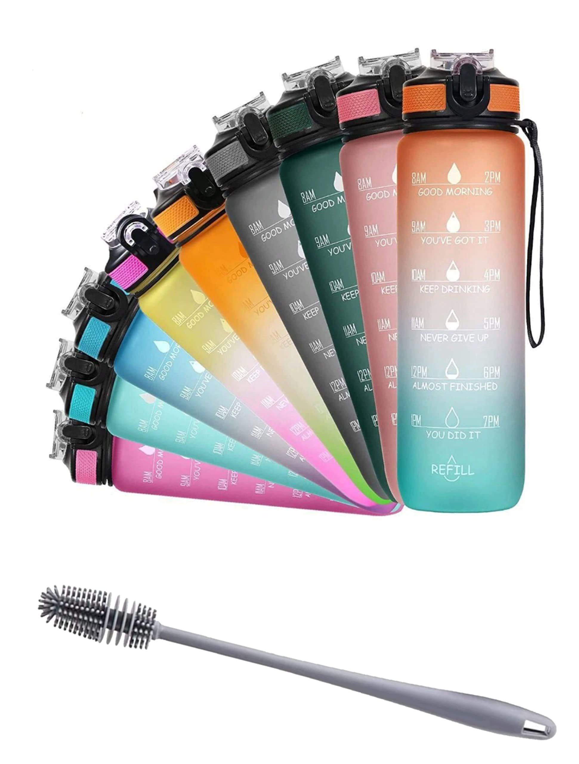 Radhe Fashion 1L Unbreakable Leakproof BPA-Free Water Bottle with Free Cleaning Brush - Ideal for Gym, Office & Travel - Green & Purple (Non-Toxic, Durable)