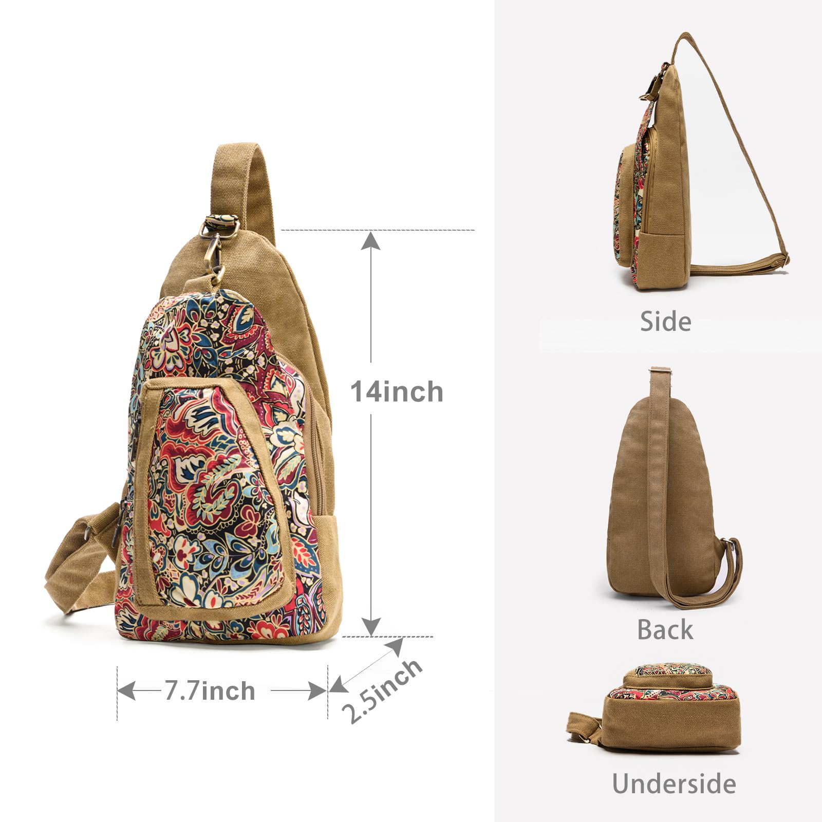 Black Butterfly Canvas Chest Bag - Small Crossbody Pack for Travel, Hiking & Outdoor Adventures - Stylish Inclined Shoulder Bag for Women & Men