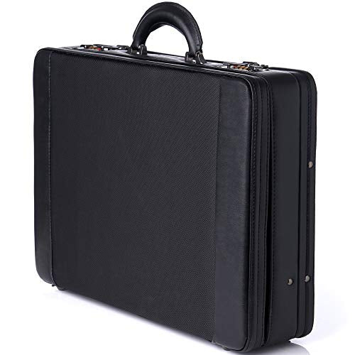 Alpine Swiss Expandable Hard Side Briefcase with Dual Combination Lock - Black | Business Travel & Office Carry-On Luggage for Professionals