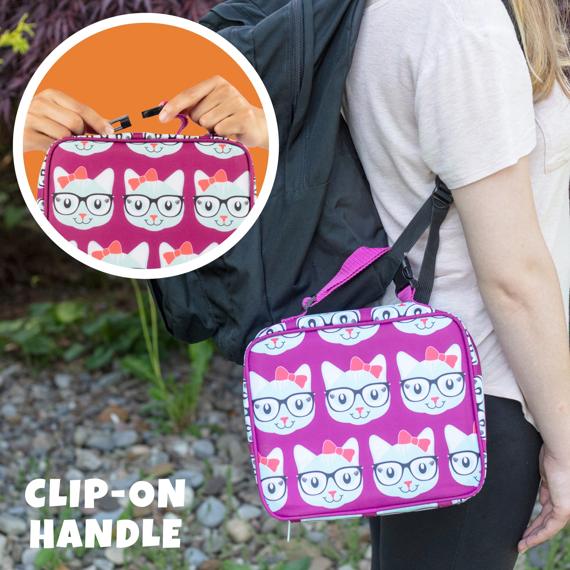 Bentology Insulated Lunch Box for Kids & Girls - Leakproof Reusable Lunch Tote Bag Fits Bento Boxes, Food Containers with Lids, Jars & Water Bottles - Perfect for School, Picnics & Travel - Keeps Food Hot or Cold for Hours