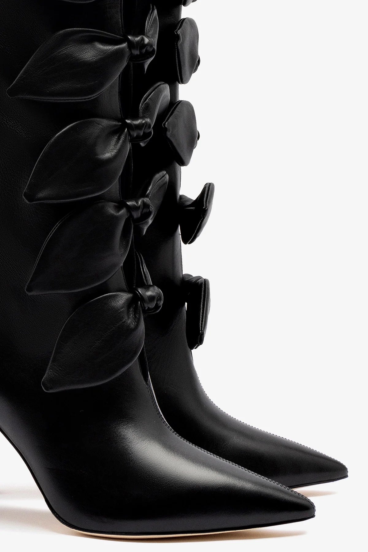 Larroudé for Jonathan Cohen: Black Leather Tie Boots - Stylish & Comfortable for Women's Casual & Evening Outfits