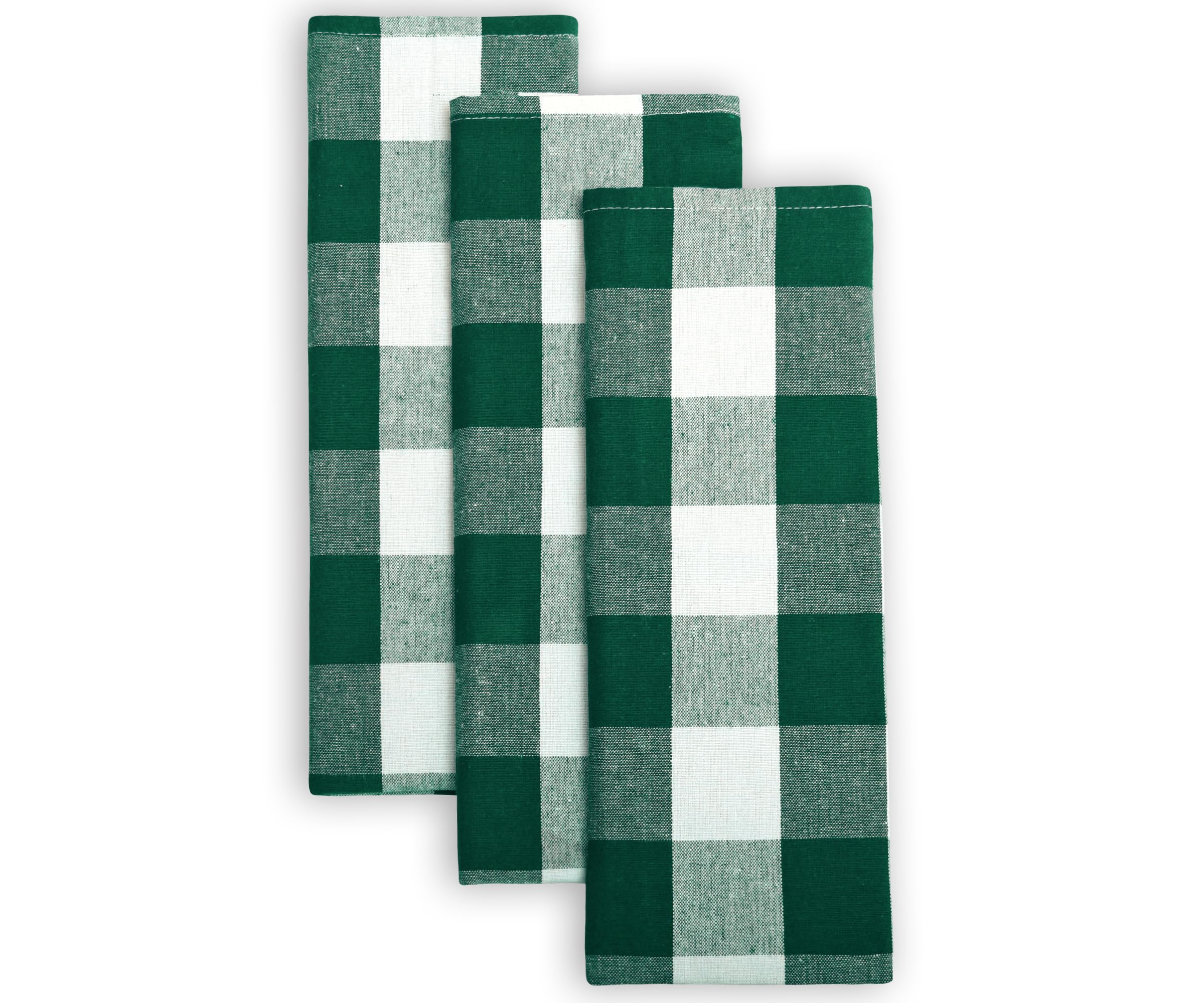 **Premium Cotton & Linen St. Patrick's Day Hand Towels – Plaid Tea Towels Set of 3 (18x28) | Soft Green & White Dish Towels for Kitchen, Spring Decor & Irish-Themed Parties**    *(Use for drying dishes, festive St. Patrick's Day decor, spring kitchen accents, or cozy farmhouse-style gifting.)*