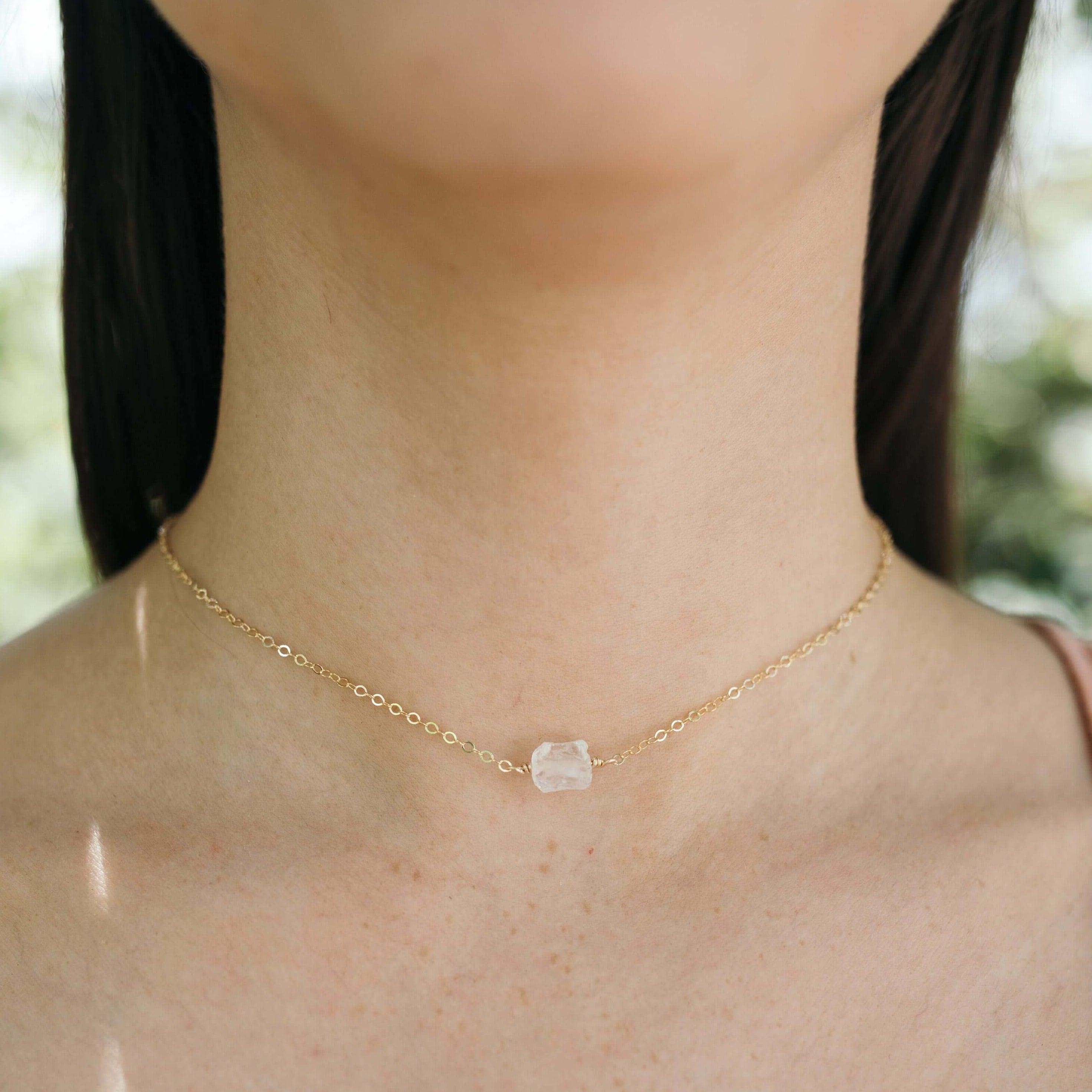 Natural Raw Quartz Crystal Nugget Choker Necklace - Healing Stone Jewelry for Women, Boho Chic Accessory | Perfect for Meditation, Yoga & Spiritual Healing