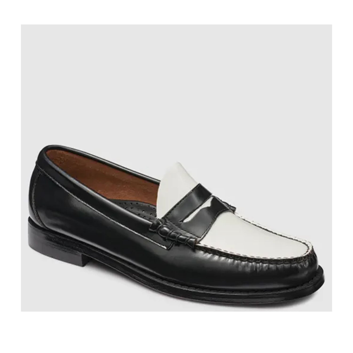 G.H. Bass Men's Larson Weejun Loafers in Black & White - Classic Penny Loafers for Business Casual & Office Wear