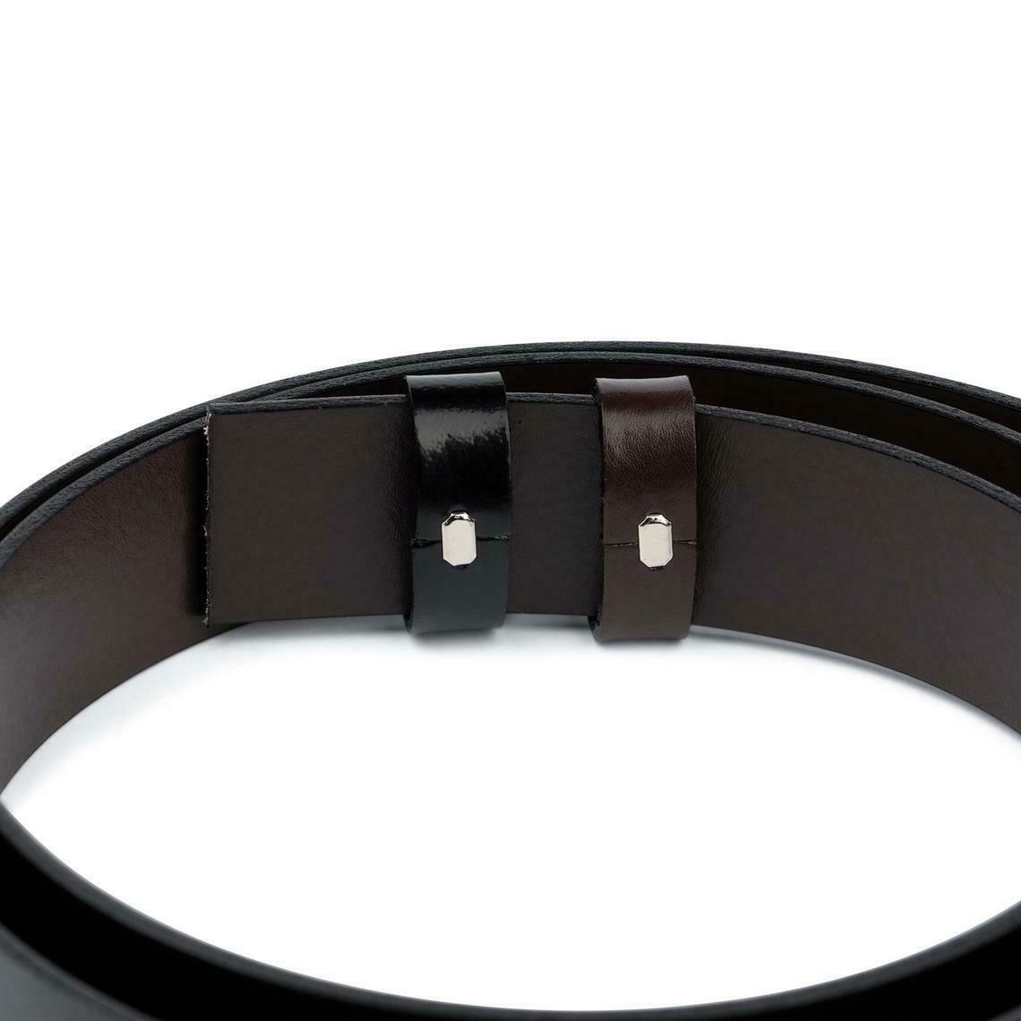 Premium Black & Brown Patent Leather Reversible Belt for Men - 35mm Width - Compatible with Dunhill Buckles | Formal & Business Attire, Office Wear, Dress Pants