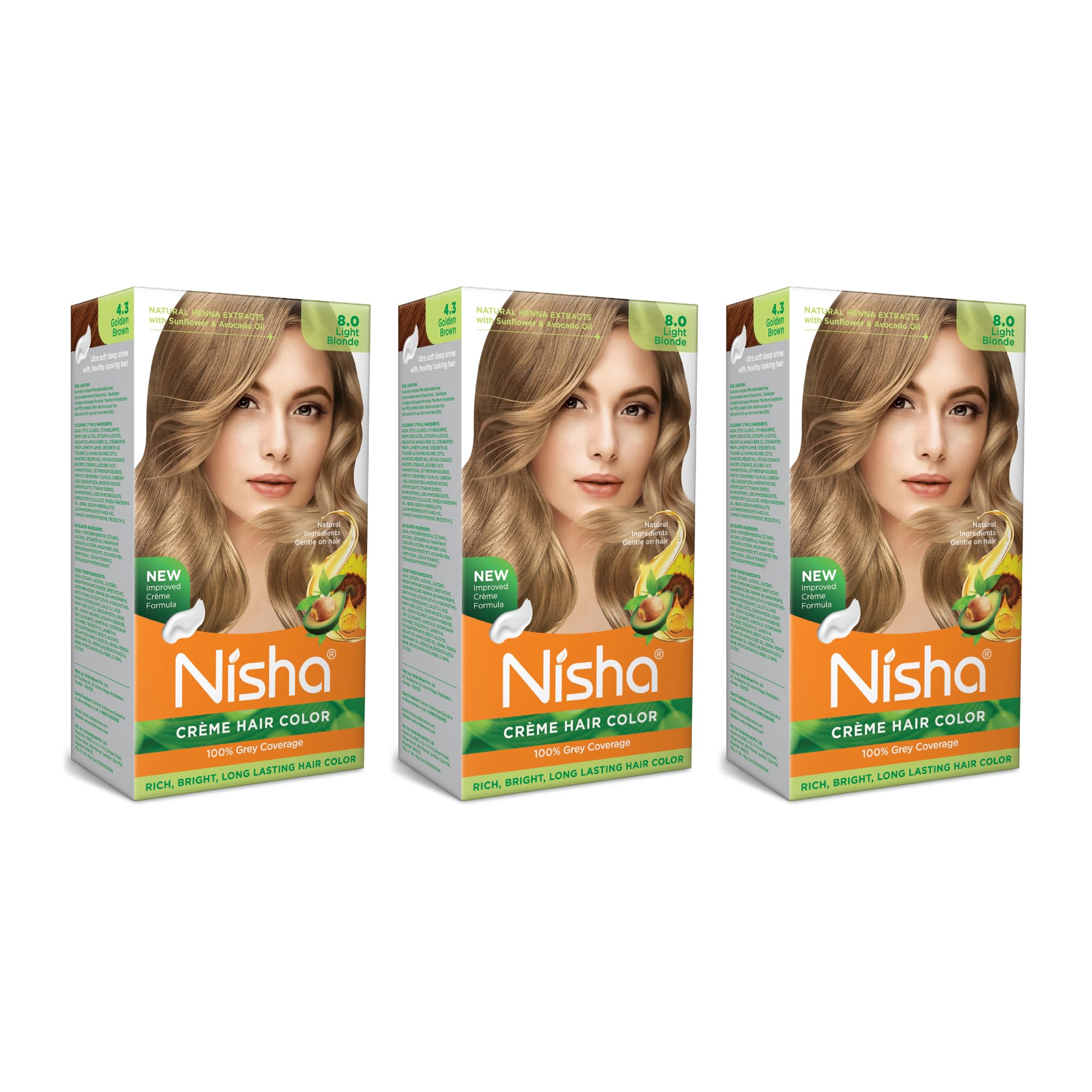 Nisha Creme Hair Color - Permanent Light Blonde Hair Dye with 100% Grey Coverage | Ultra Soft, Silky & Shiny Long-Lasting Hair Colour | Pack of 3 | Perfect for Salon-Quality At-Home Hair Coloring & Vibrant Blonde Transformations