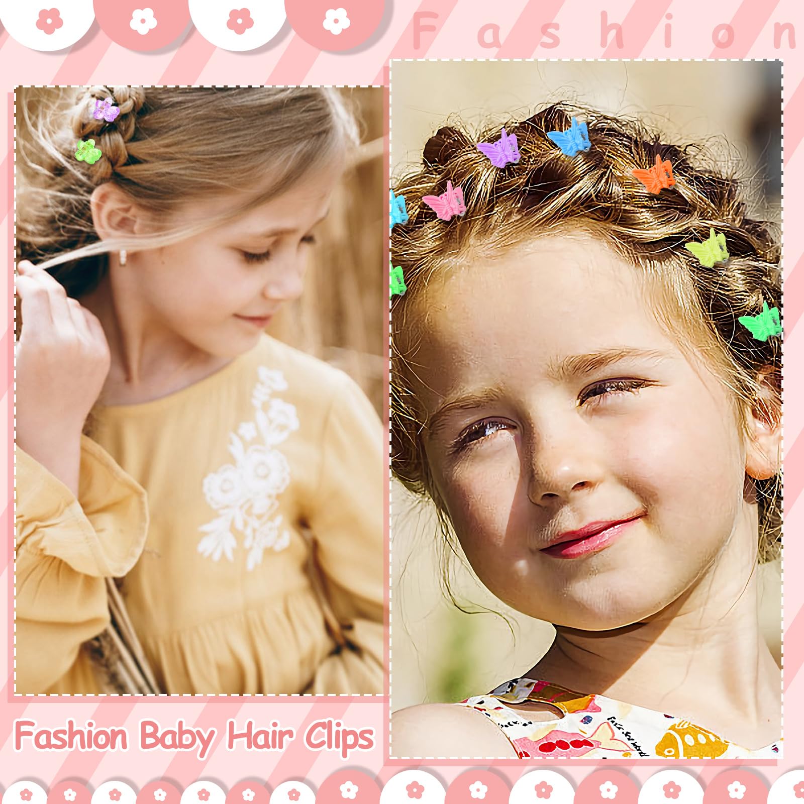 112 Pcs Baby Hair Clips Set - 28 Color Mini Flower & Butterfly Hair Accessories for Girls & Toddlers - Small Claw Clips with Organizer Box - Cute Hair Bows for Daily Use, Parties & Photo Shoots