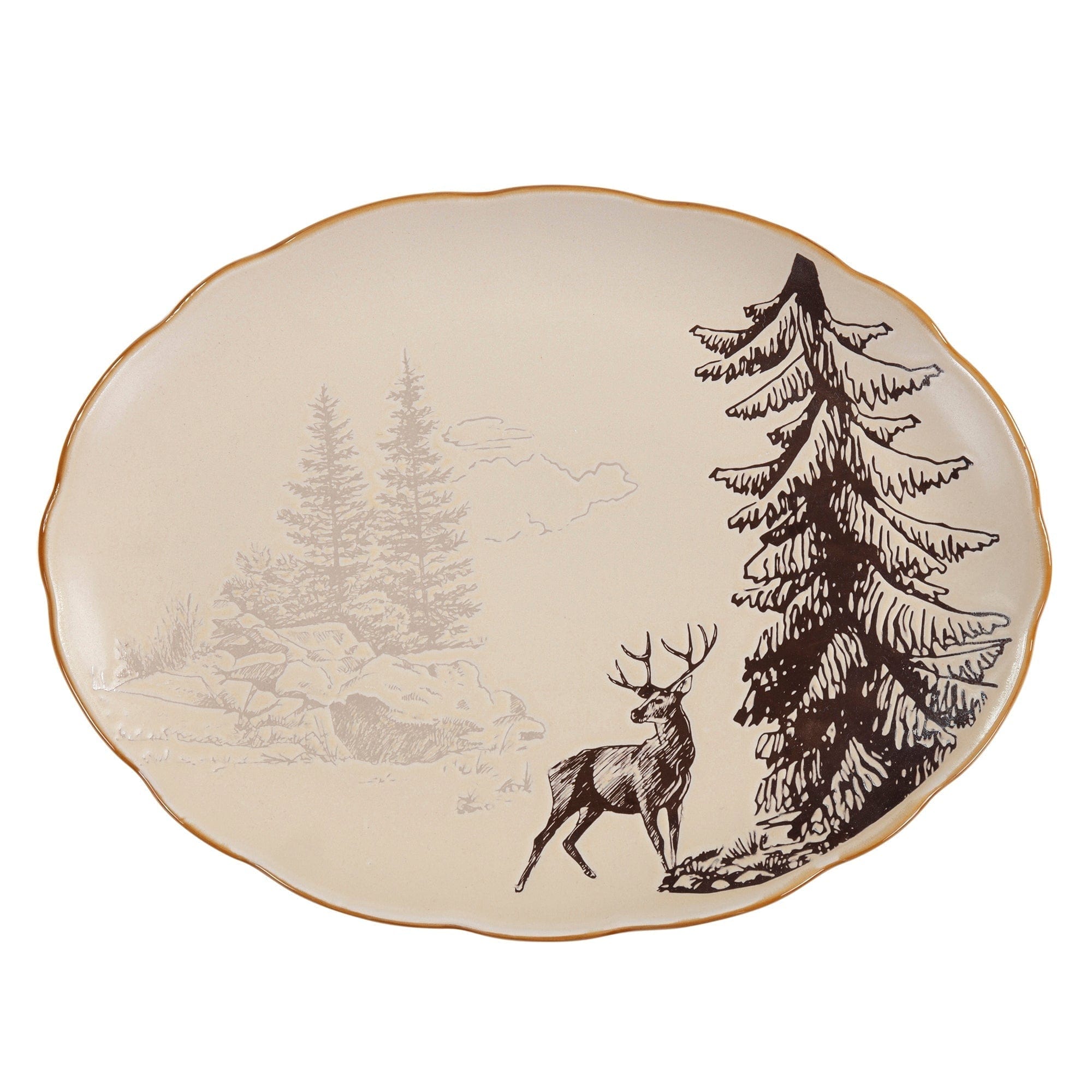 White Pine Ceramic Serving Platter - Elegant Dinnerware for Entertaining, Holiday Meals & Special Occasions | Durable & Stylish Appetizer Tray for Parties, Weddings & Home Decor