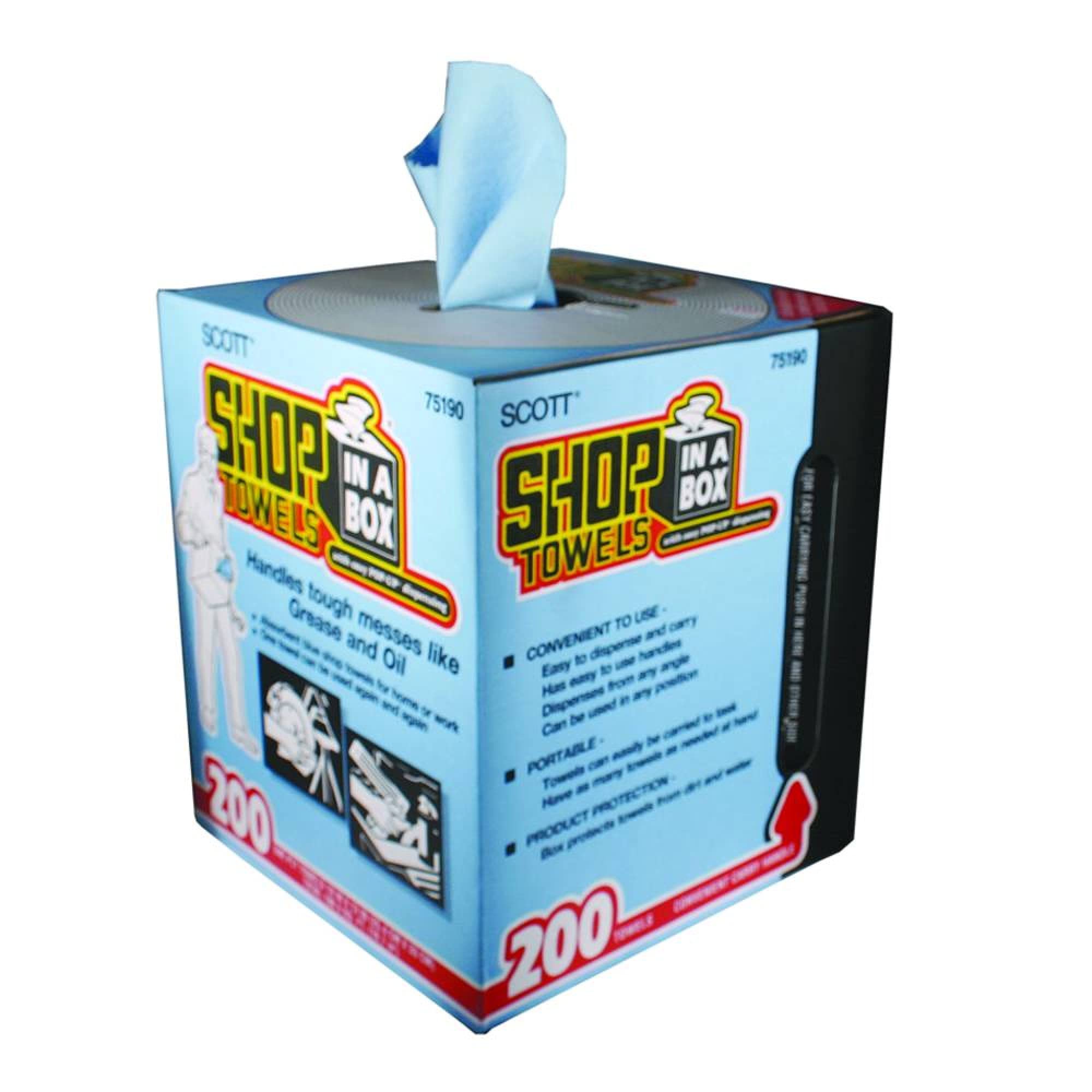 Kimberly-Clark Professional 75190 Scott Shop Towels - 200 Count per Box, Blue (Pack of 8) | Heavy-Duty Absorbent Cleaning Rags for Automotive, Workshop & Industrial Use
