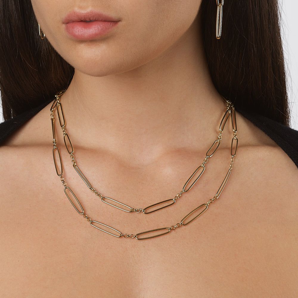 Gold Wire Paperclip Chain Necklace for Women - Trendy Layered Minimalist Jewelry for Everyday Wear, Office & Date Night