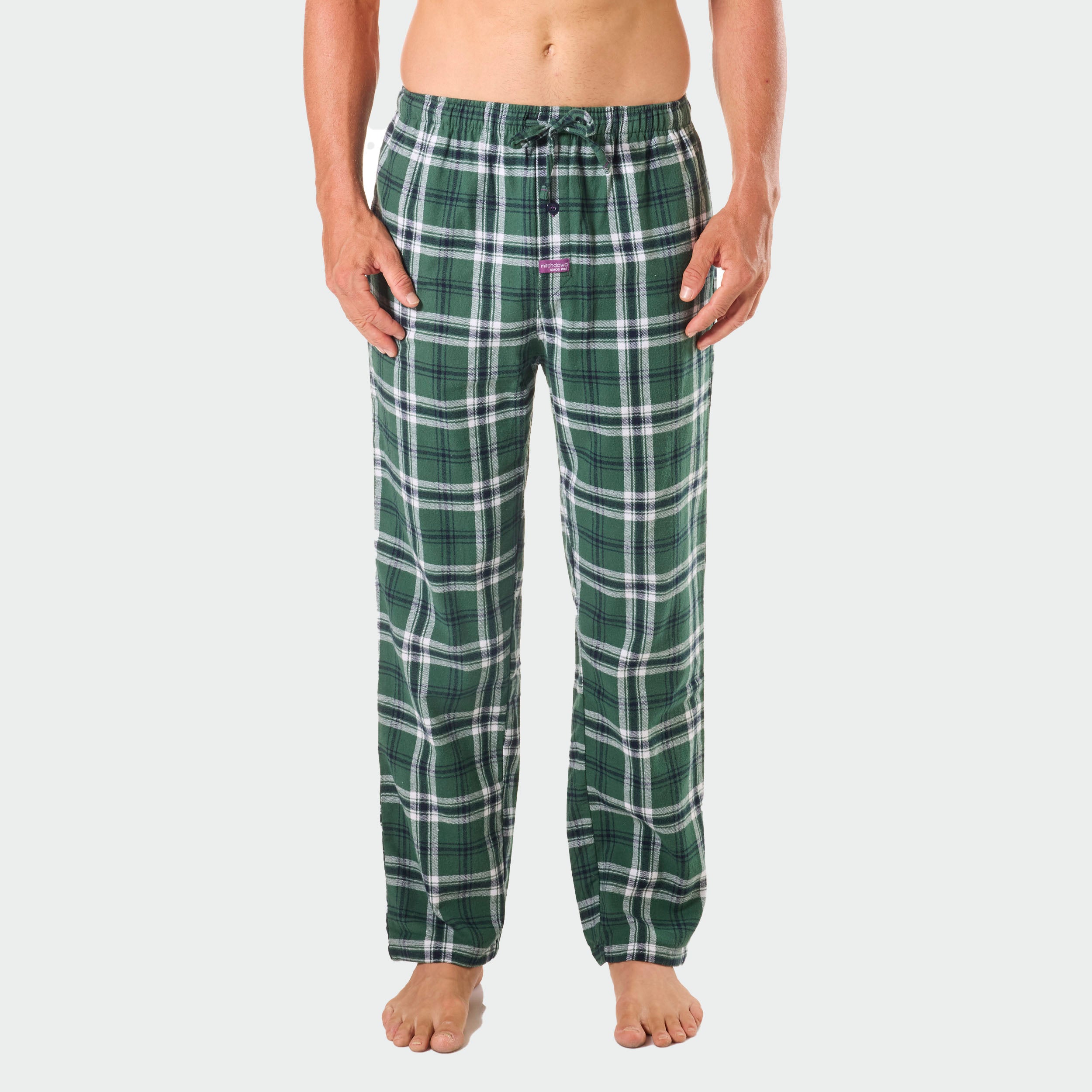 Men's Charles Check Cotton Flannel Sleep Pants - Soft & Comfortable Lounge Pajama Bottoms for Relaxing at Home (Green) - Perfect for Winter Nights, Lounging & Sleepwear