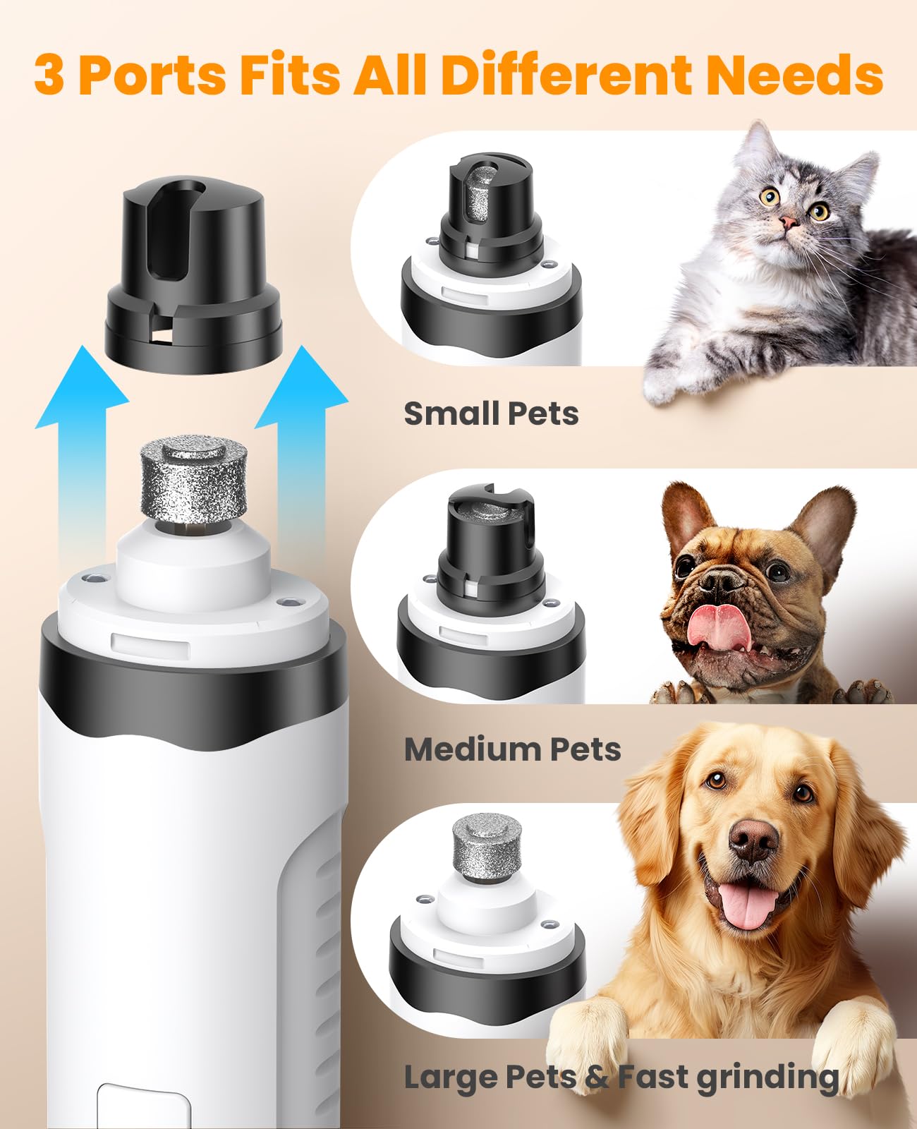 Oneisall 2-in-1 Rechargeable Dog Nail Grinder & Paw Trimmer Kit - Low Noise Electric Pet Nail Clipper with LED Lights & Cordless Grooming Tool - Perfect for Small, Medium & Large Dogs at Home Grooming