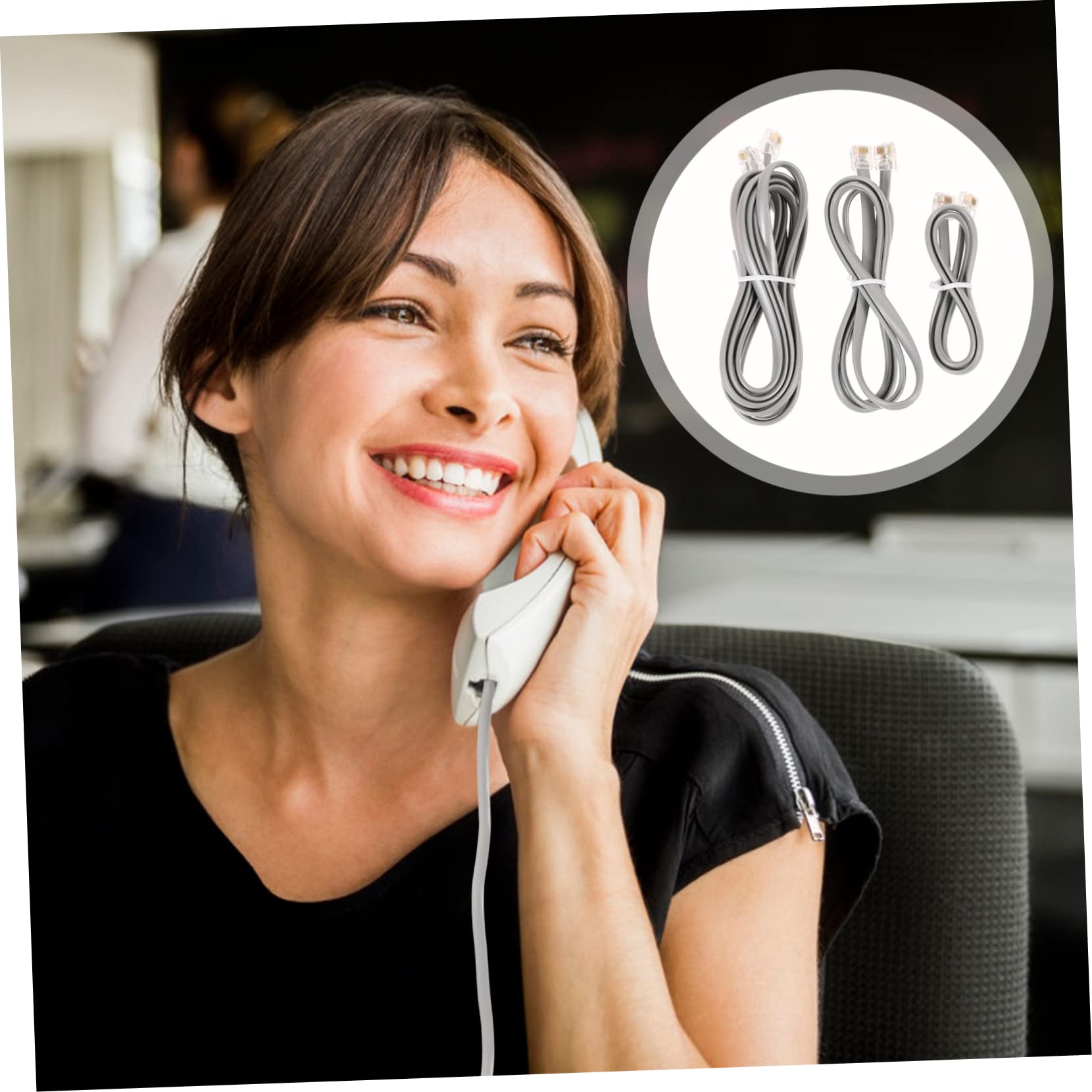 DOITOOL 12-Pack Flat Telephone Line Extension Cords - 6ft Black Landline Phone Cable with Multi-Strand PVC for Home, Office & Telecom Equipment (RJ11/RJ12 Compatible) - Perfect for Extending Landlines, Fax Machines & Modems