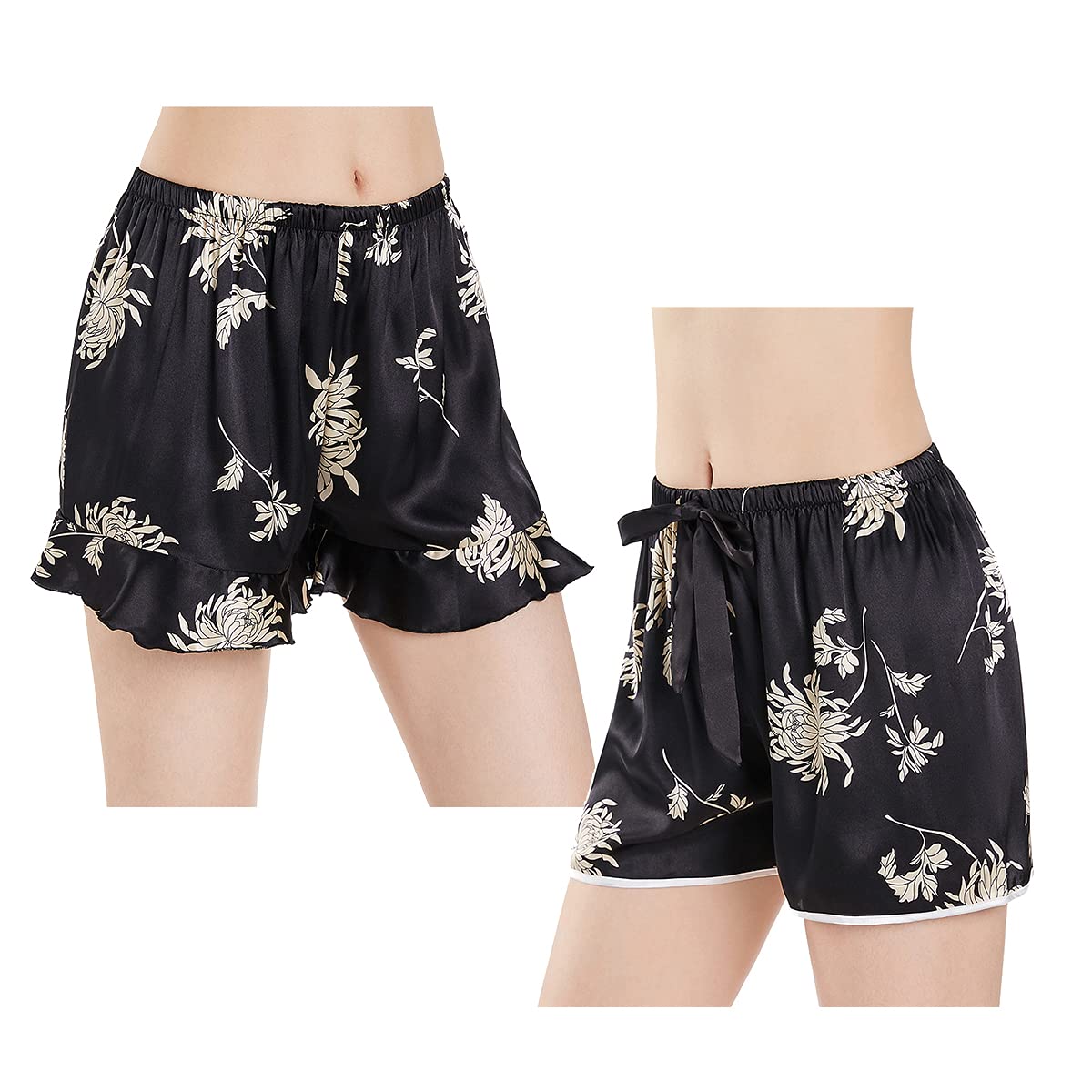 Wantschun 2 Pack Women's Satin Pajama Shorts - Soft Silk Sleep Shorts & Lounge Pants for Comfortable Nightwear & Relaxing at Home