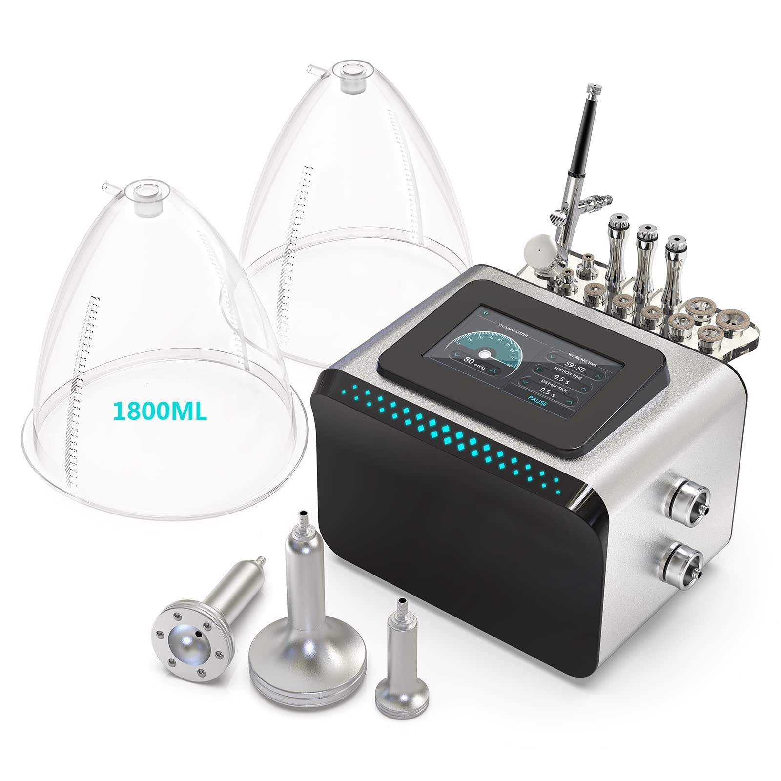 Professional 3-in-1 Vacuum Therapy Machine - 1800ml Large Cupping Cups, Diamond Microdermabrasion & Spray Gun - 80cmHg Max Suction for Body Sculpting, Cellulite Reduction & Skin Rejuvenation - Perfect for Home Spa, Beauty Salons & Professional Therapists