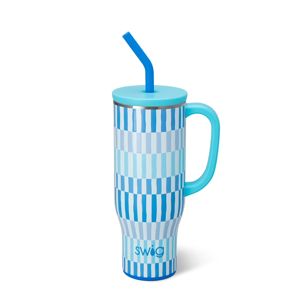 Glacier Stripe Mega Mug 30oz - Large Insulated Coffee Cup with Stripe Design - Perfect for Home, Office & Outdoor Use