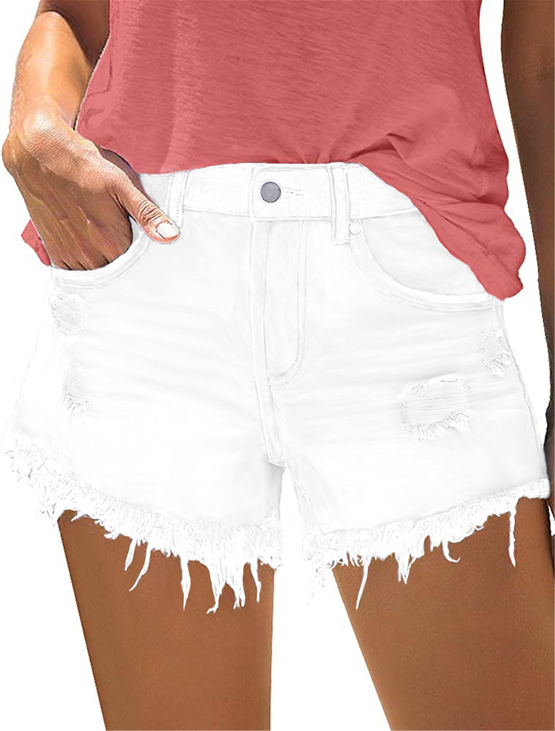 KISSMODA Women's Stretchy Denim Shorts - High Waisted Summer Jean Shorts for Women - Comfortable Casual Hot Pants - Perfect for Beach, Vacation & Everyday Wear