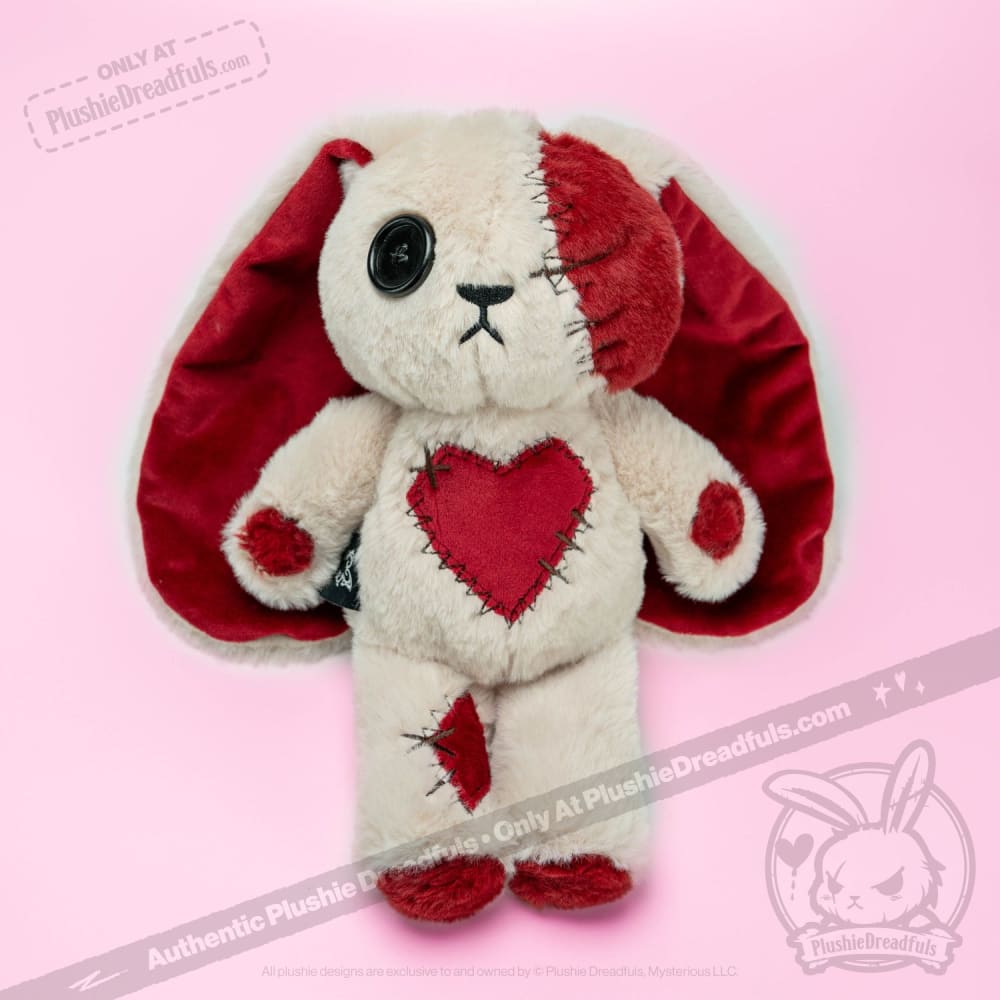Plushie Dreadfuls Love Rabbit Stuffed Animal - Soft Cuddly Bunny Plush Toy for Kids, Valentine's Gift, Anxiety Relief & Bedroom Decor