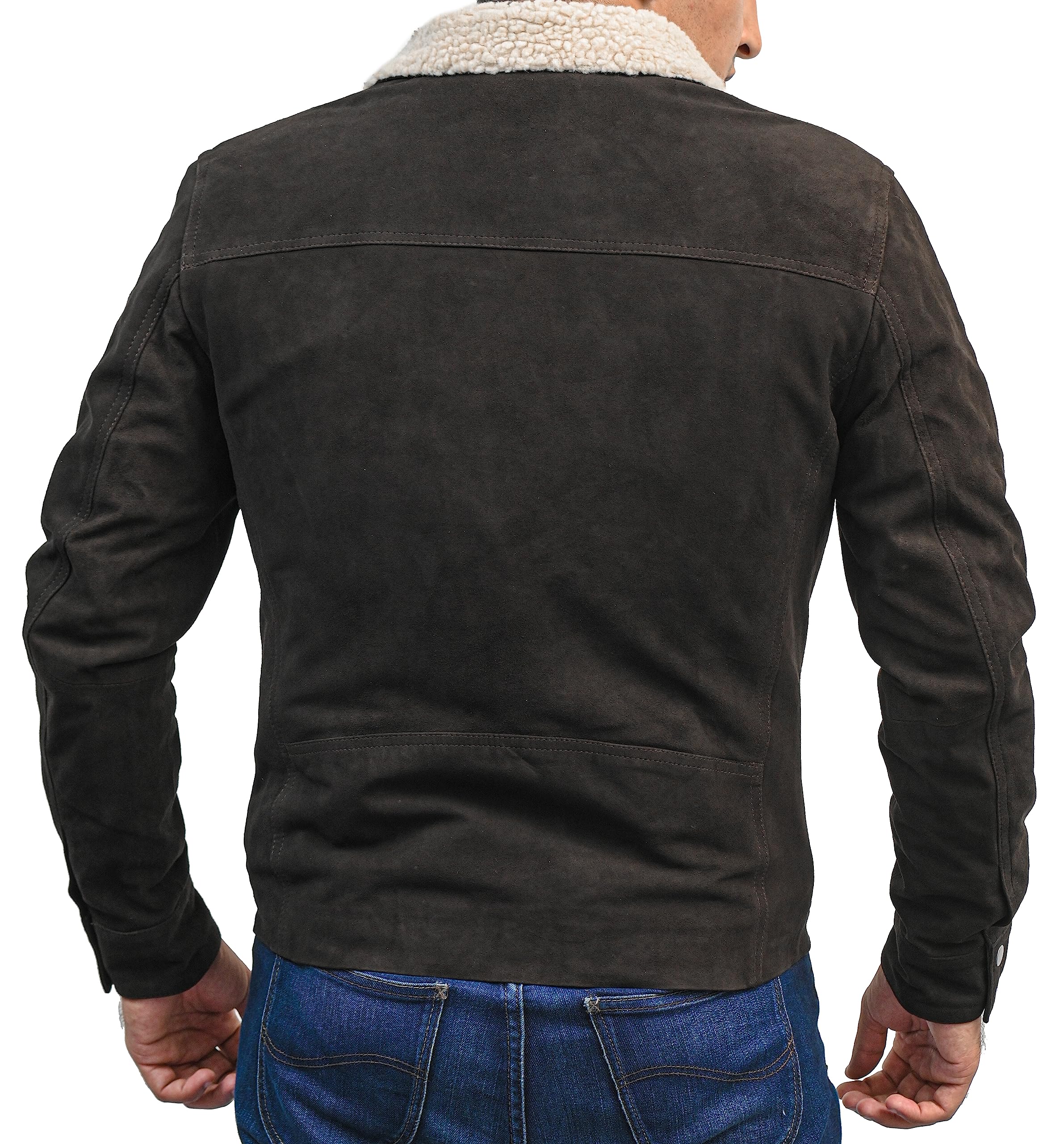 The Walking Dead Rick Grimes Jacket - Andrew Lincoln Signature Brown Suede Leather Coat with Fur Collar for Men | Halloween Cosplay, Comic-Con Costume & Winter Fashion Outerwear