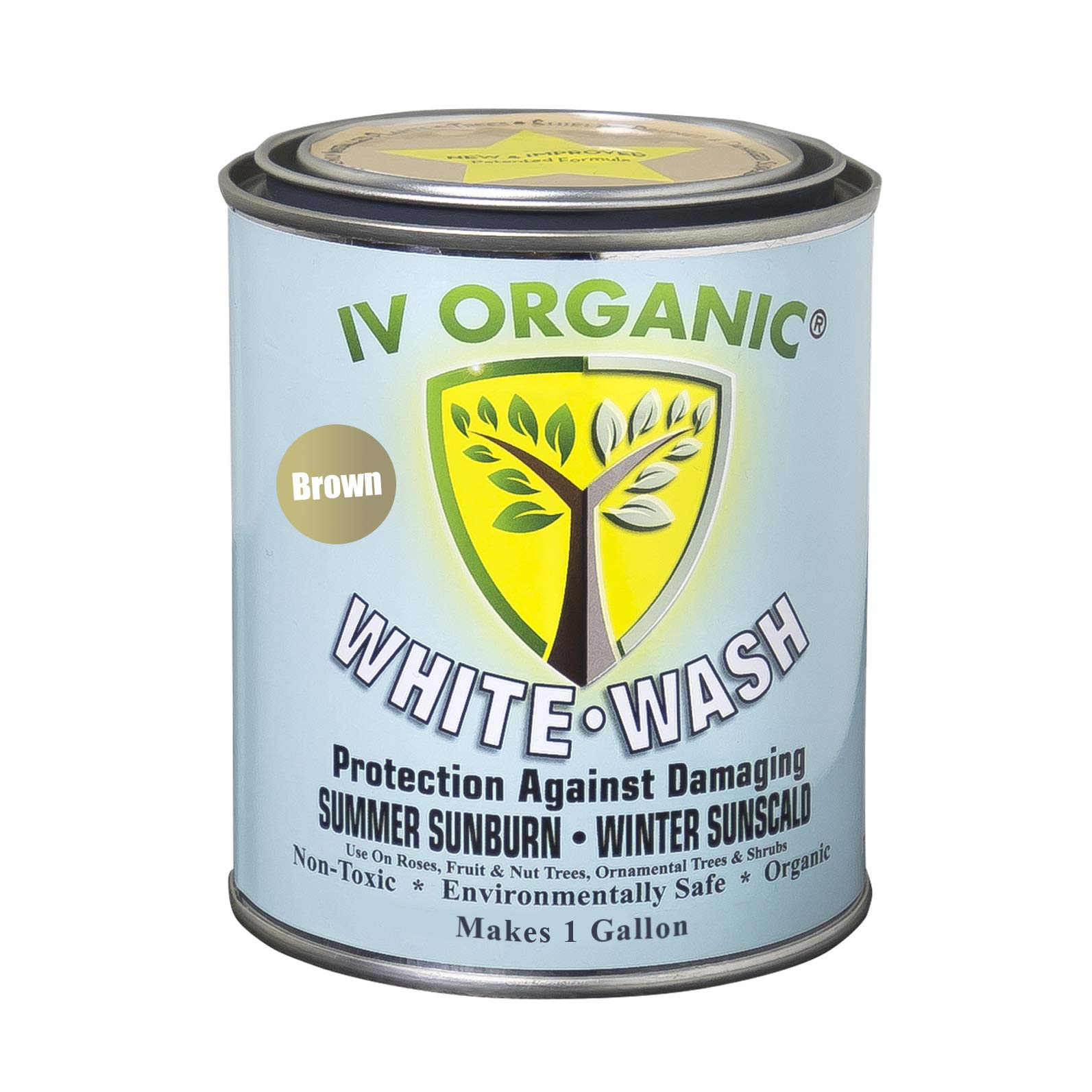 IV Organic White Wash Plant Guard - 1 Gallon (Brown) | Natural Plant Protection for Trees & Shrubs | Prevents Sunburn, Insects & Disease | Ideal for Fruit Trees, Vineyards & Landscaping