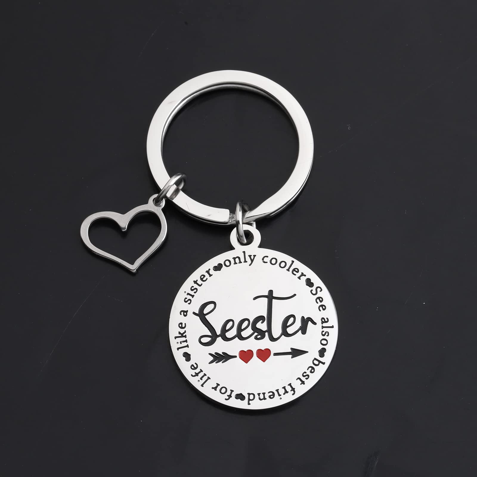 FAADBUK Sister Keychain Gift - Seester Definition for Big & Lil Sis - Perfect for Birthdays & Anniversaries