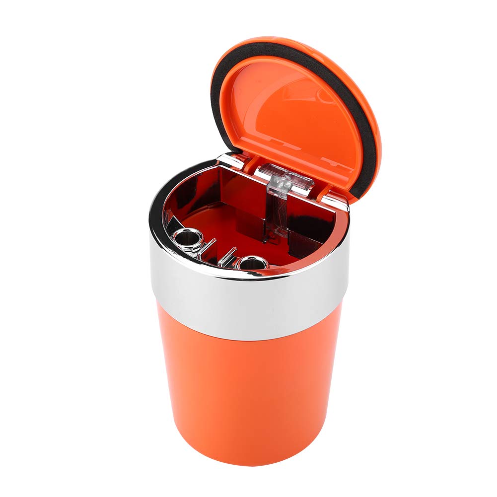Tuzoo Car Cigarette Ashtray - Portable Cinder Holder with Cylinder Cup Design for Home, Office & Travel - Orange - Perfect for Vehicles, Desks & Outdoor Use