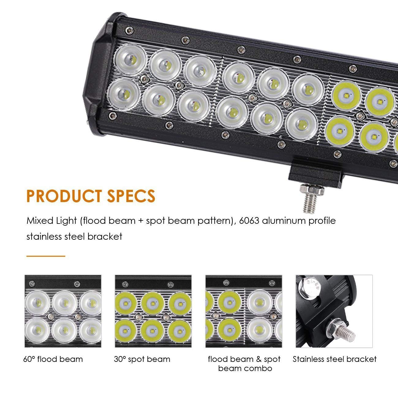 Auxbeam 20 Inch 126W LED Light Bar with 8 Gang Switch Panel - Blue Off-Road Lighting for Trucks, Jeeps, ATVs & UTVs - Waterproof & Durable for Outdoor Adventures