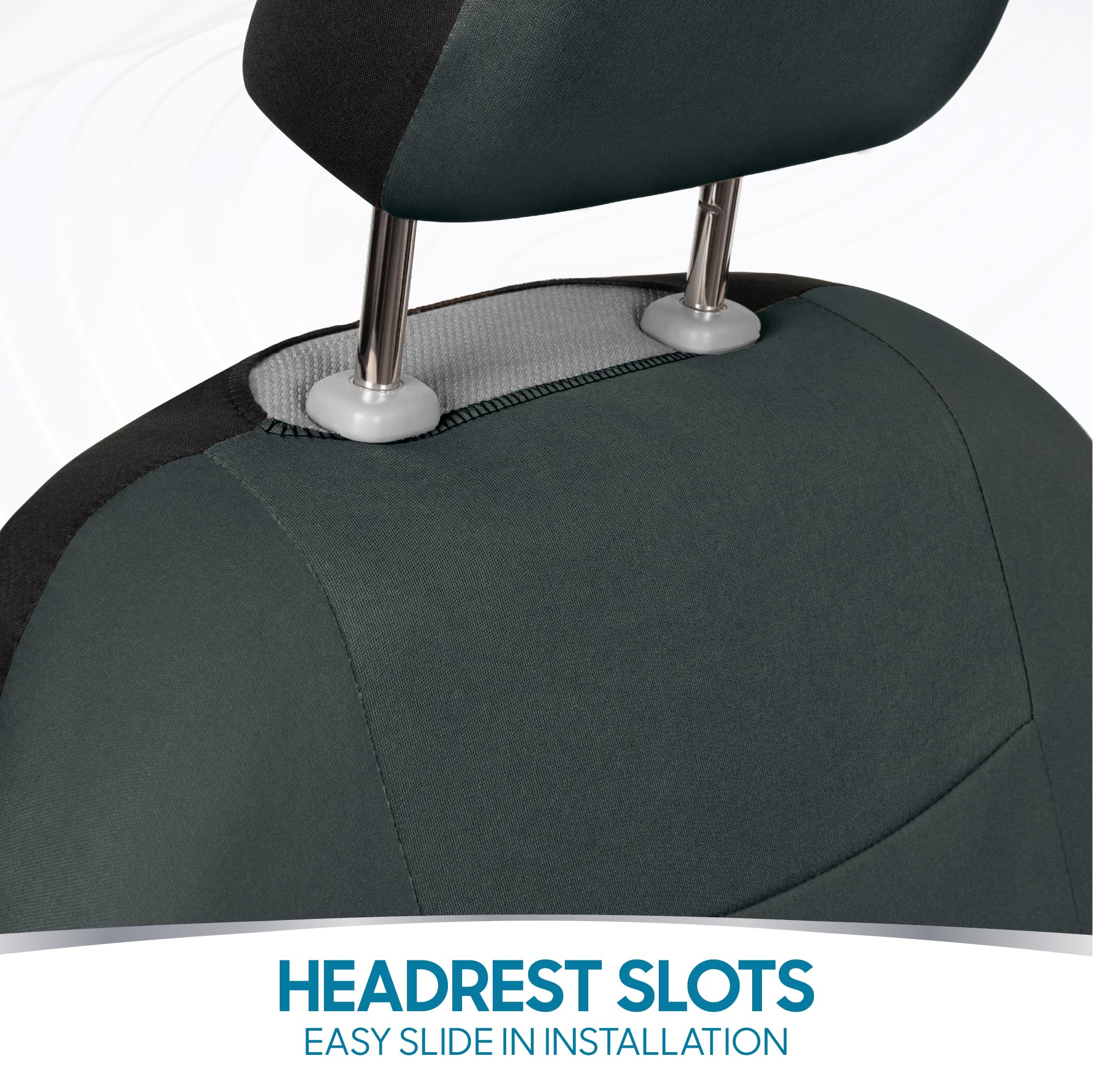 BDK PolyPro Car Seat Covers Full Set - Charcoal Front & Rear Split Bench Seat Covers for Cars, Trucks, Vans & SUVs | Easy Installation | Perfect for Road Trips, Daily Commute & Pet Protection