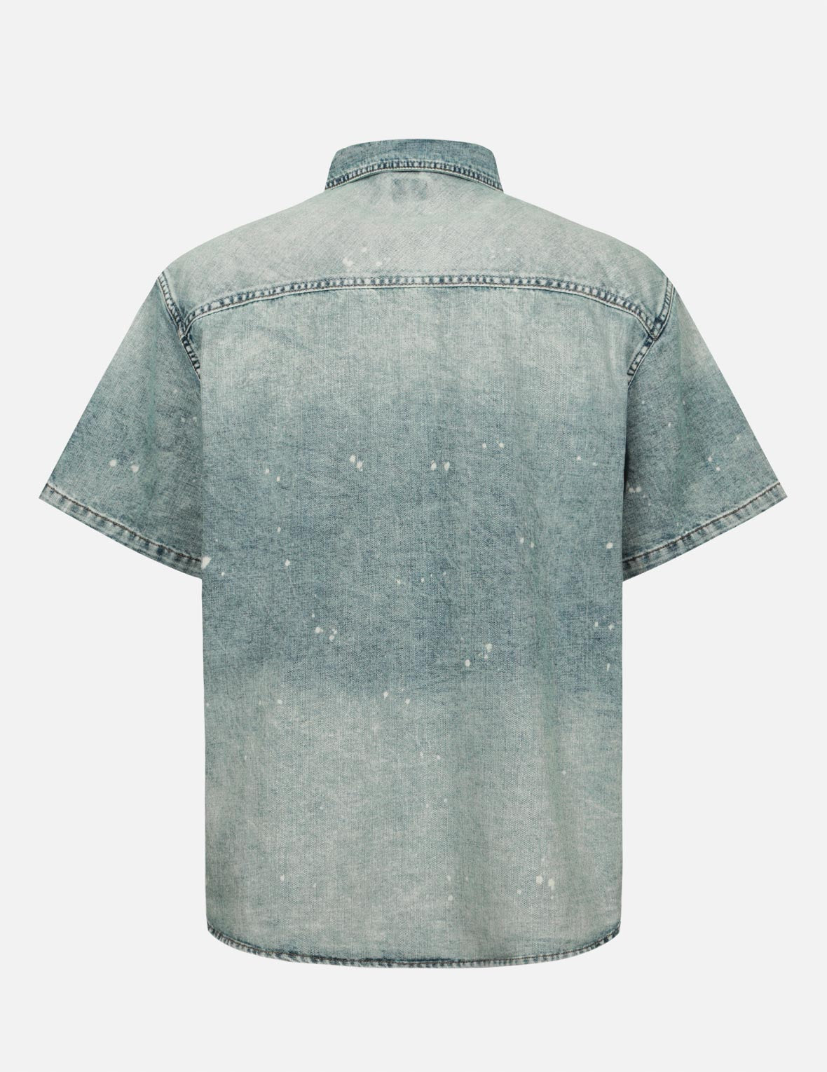 Vintage Washed Distressed Print Loose Fit Denim Shirt for Men & Women - Casual Streetwear, Layering, and Outdoor Activities