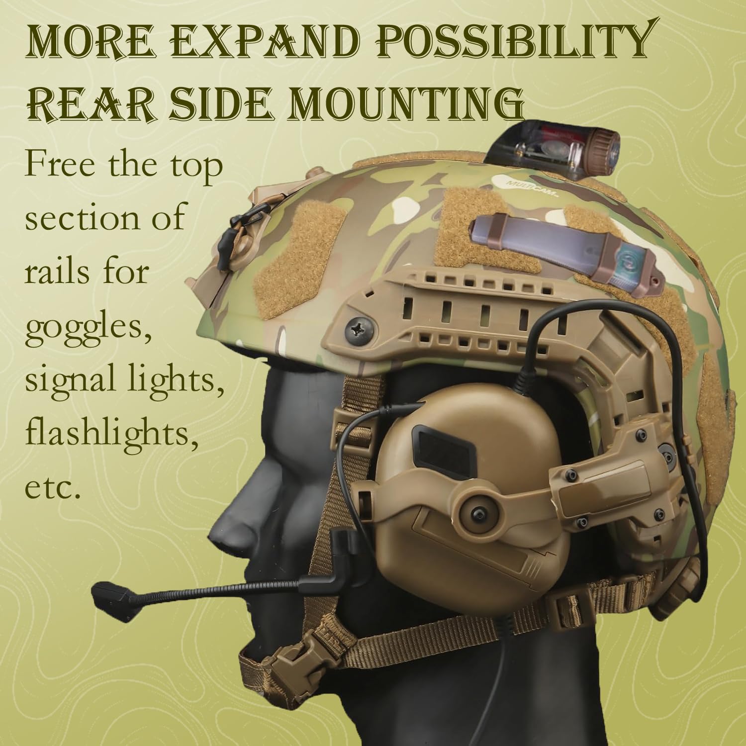 Free-Angle Tactical Headset Rail Mount - M-Lok & ACH Helmet Arc Rail Adapter for Military & Tactical Headsets | Perfect for Shooting Range, Airsoft & Outdoor Adventures