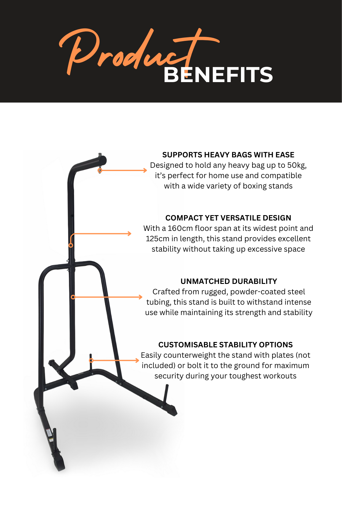 Body Iron Studio Heavy Duty Boxing Stand - Professional Punching Bag Stand for Home Gym & Boxing Training - Perfect for Fitness, MMA, and Martial Arts Practice