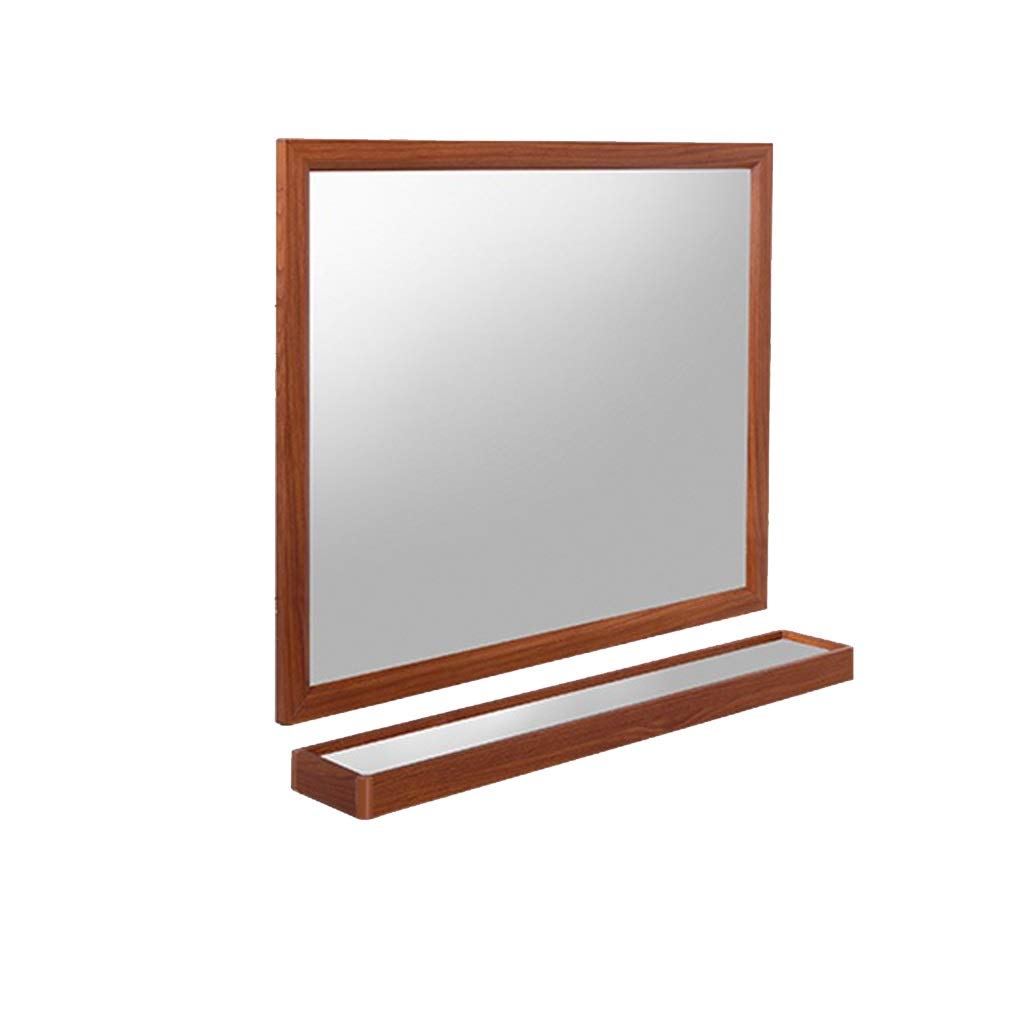 White WXF Wall Mirror with Shelf - Bathroom Vanity Mirror for Home, Multipurpose Storage Beauty Cosmetic Mirror (Brown, Single Mirror+Storage) - Perfect for Makeup, Shaving & Bathroom Organization
