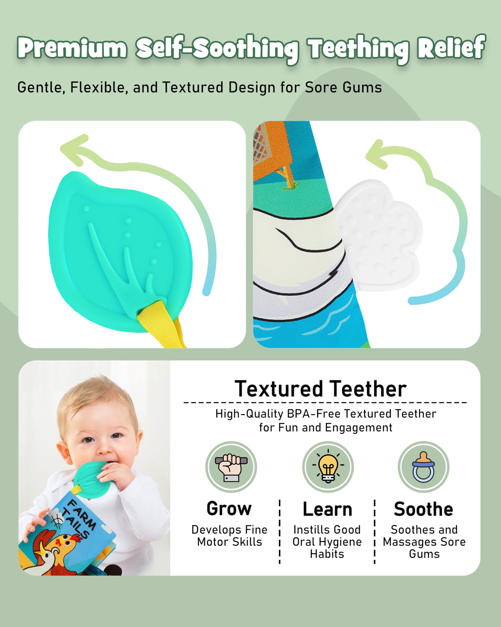 Best Baby Crinkle Books & Tummy Time Toys for Newborns 0-6 Months - Soft Touch & Feel Early Learning Books, Perfect Shower Gift for Baby Boys & Girls, Developmental Infant Toys for Stroller, Playtime & Sensory Exploration