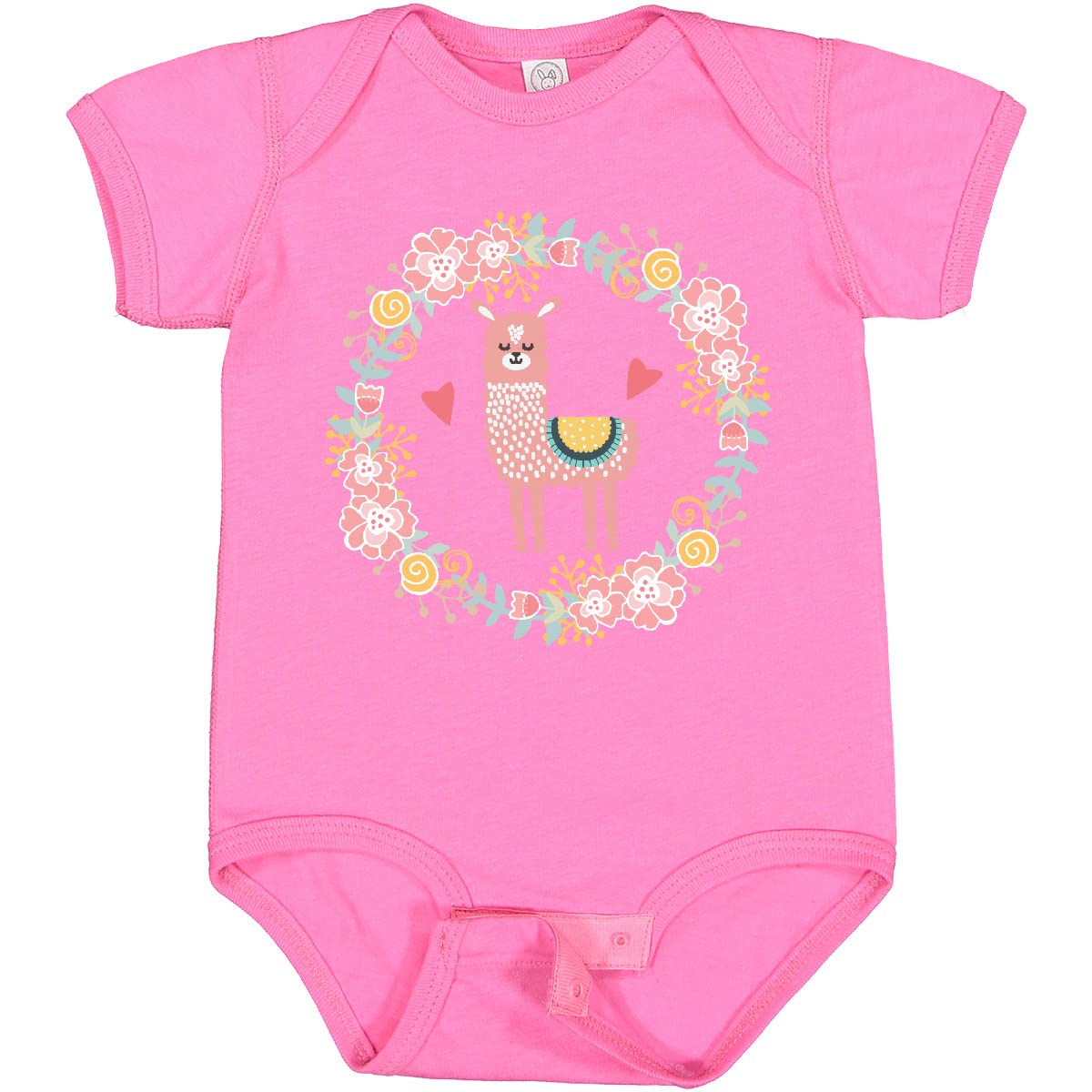 Inktastic Llama Rose Flower Wreath Baby Bodysuit - Cute Animal Print Onesie for Newborns & Infants - Perfect for Photo Shoots, Birth Announcements & Special Occasions