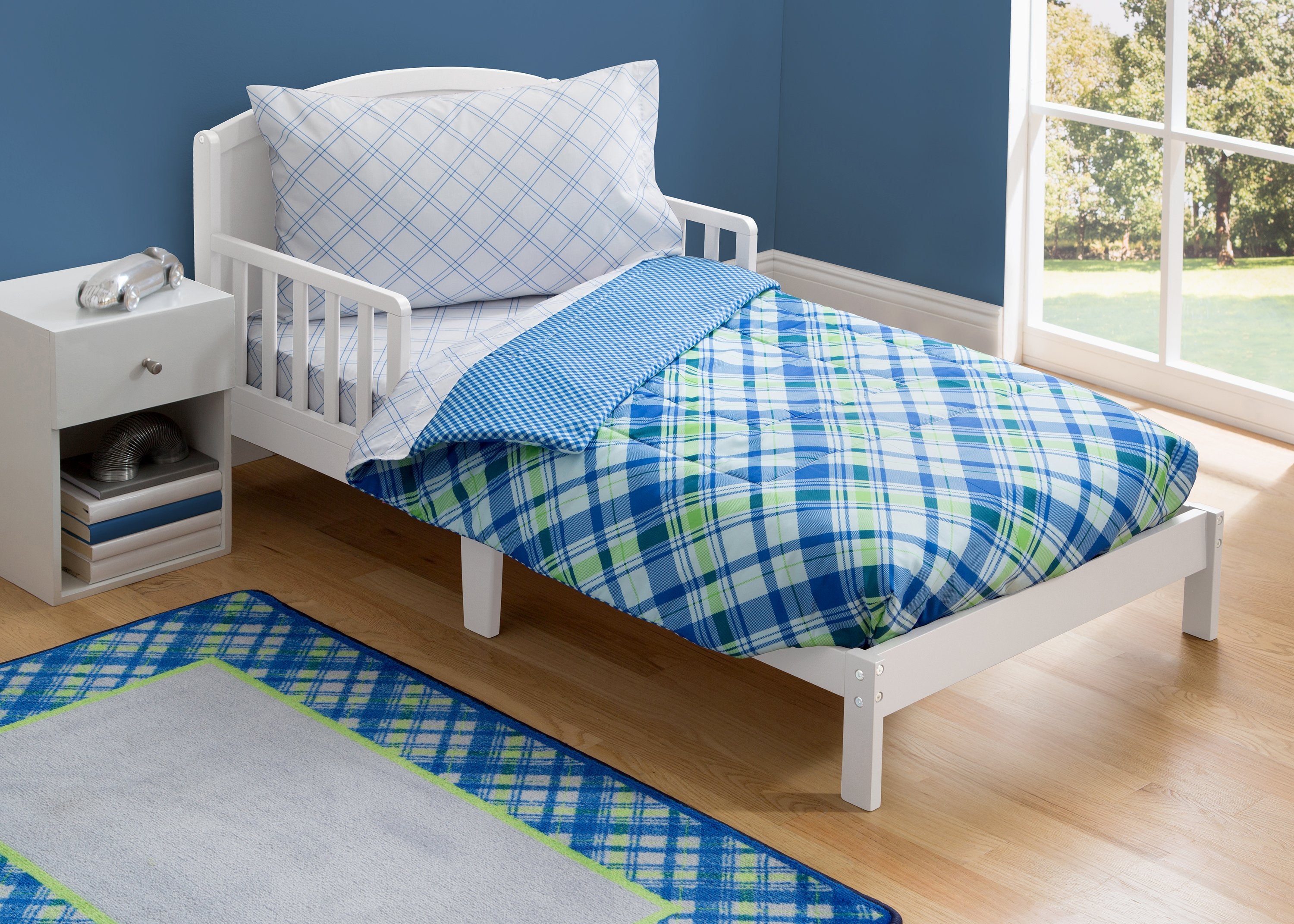 4-Piece Toddler Bedding Set for Boys - Soft & Comfortable Crib Sheets, Blanket & Pillowcase - Perfect for Nursery, Daycare or Travel
