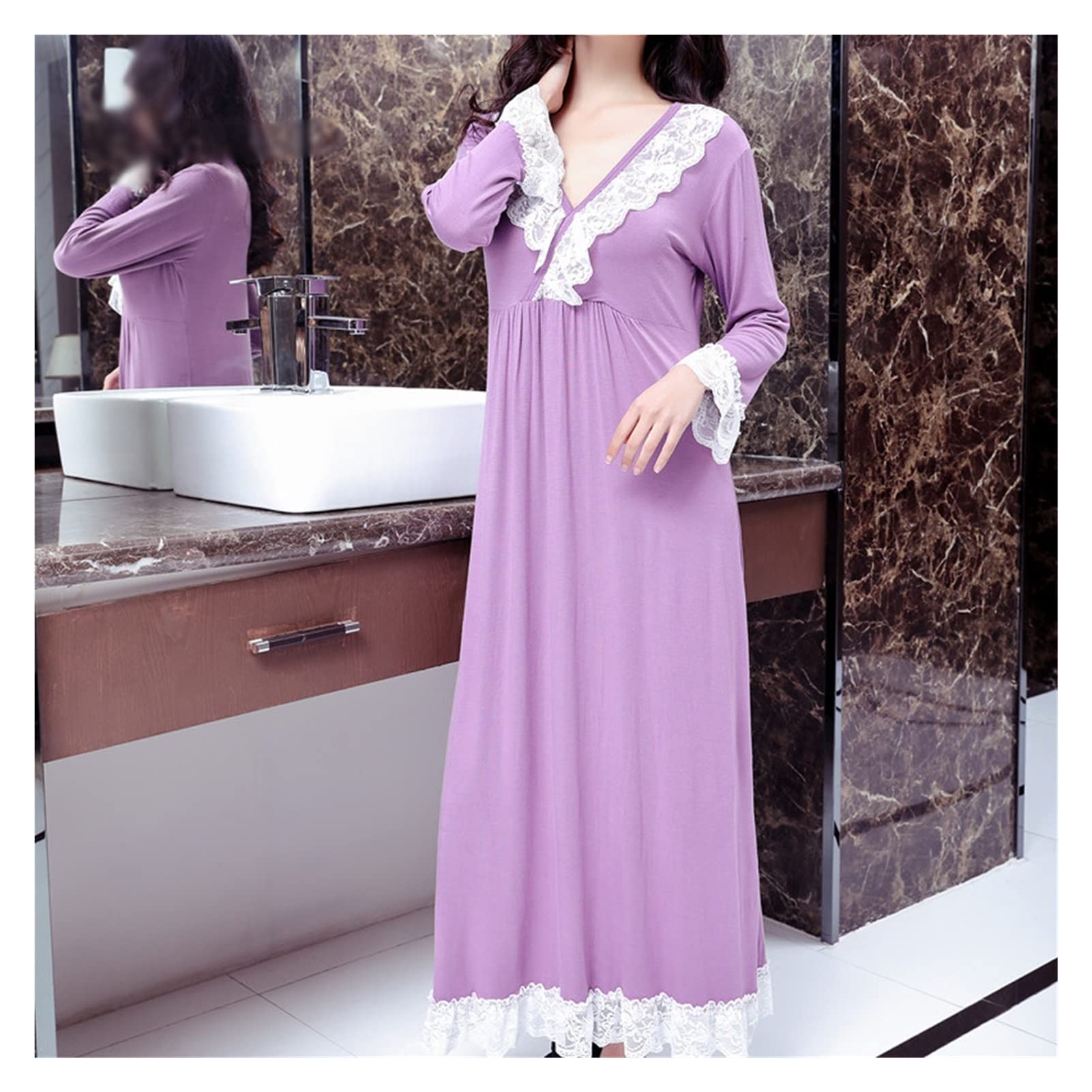 Sexy Women's Cotton Nightgown Long Sleepwear Night Dress - Plus Size XX-Large Purple | Comfortable Sleepwear for Women, Romantic Loungewear, Cozy Nightwear for Home Relaxation