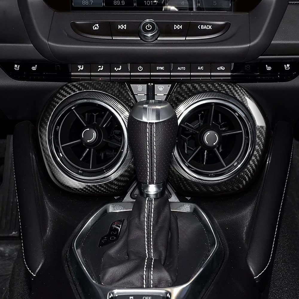 Carbon Fiber AC Vent Cover for 2016-2021 Chevrolet Camaro - Black Dashboard Center Air Condition Outlet Frame Sticker | Interior Trim Upgrade | Durable Hard Carbon Fiber Design for Enhanced Style & Protection