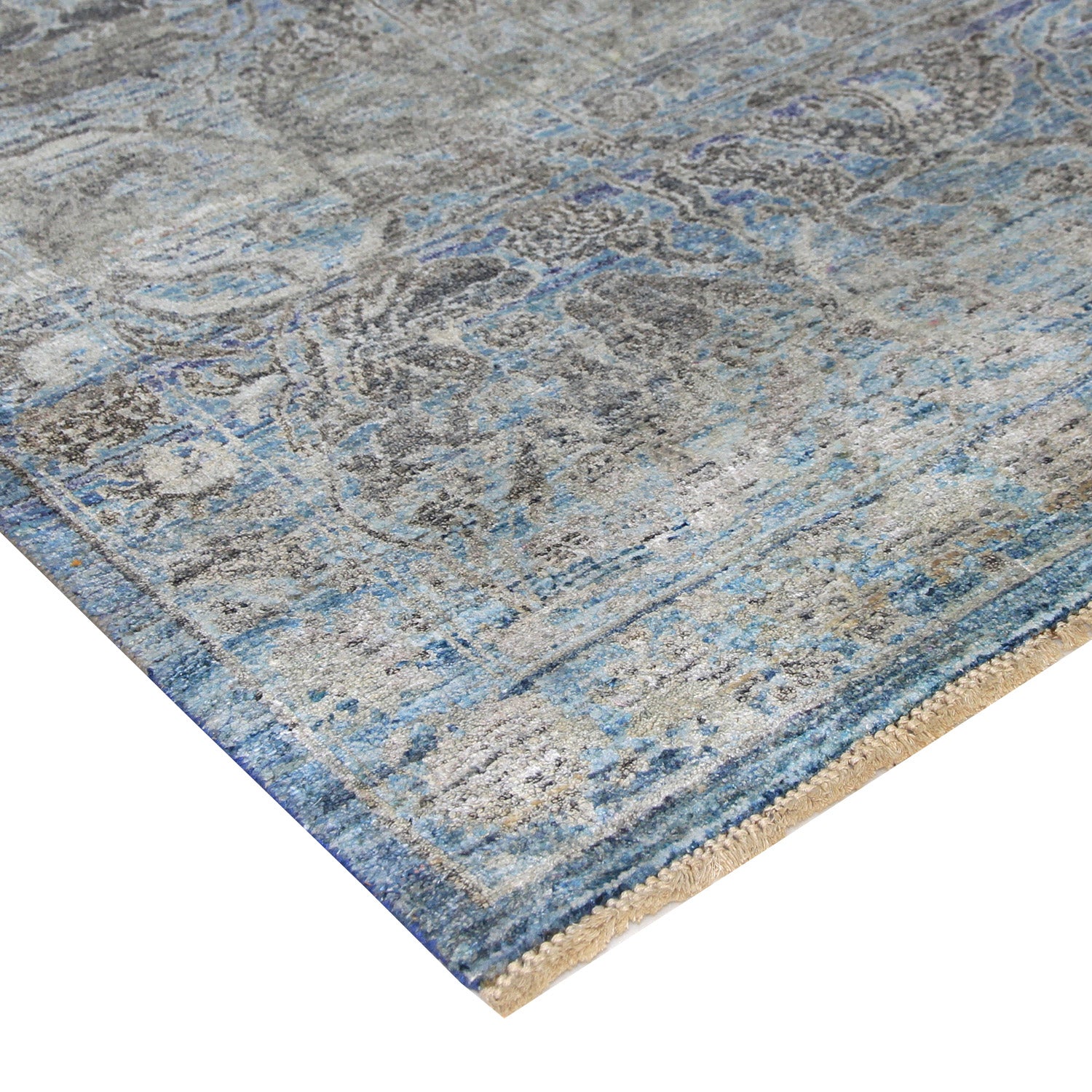 Blue Alchemy Transitional Silk Rug 8'8 x 11'4 - Luxurious Handmade Persian Style Area Rug for Living Room, Bedroom & Dining Room Decor