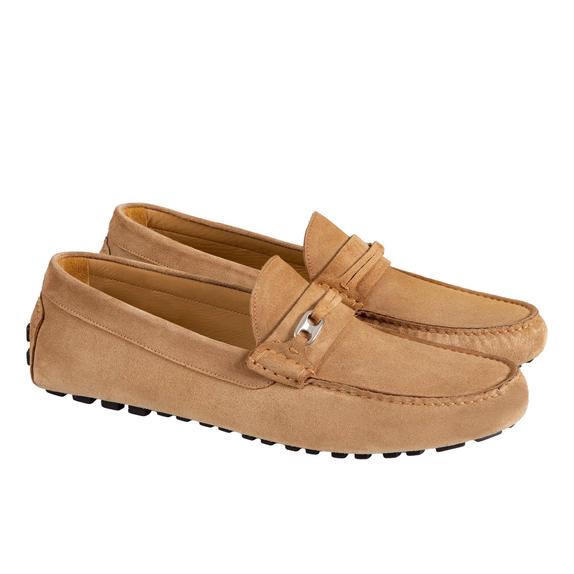 Premium HENRY SARTORIAL Men's Calf Leather Driving Loafers with Metal Trim in Camel Brown | Comfortable Business Casual & Formal Dress Shoes for Office, Parties & Special Occasions